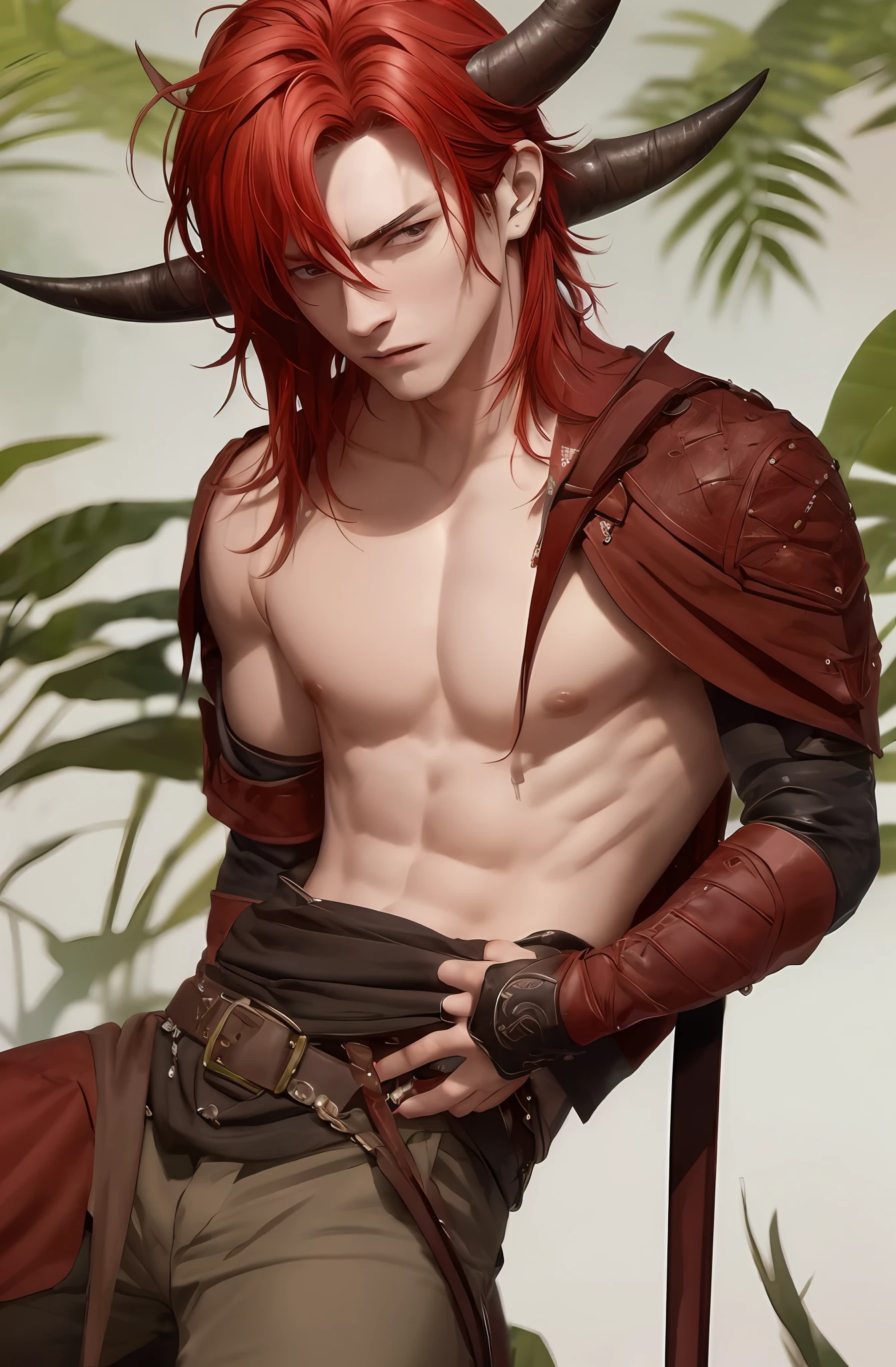 red tinted hair,red color eyes,Anime boys,Aggressive