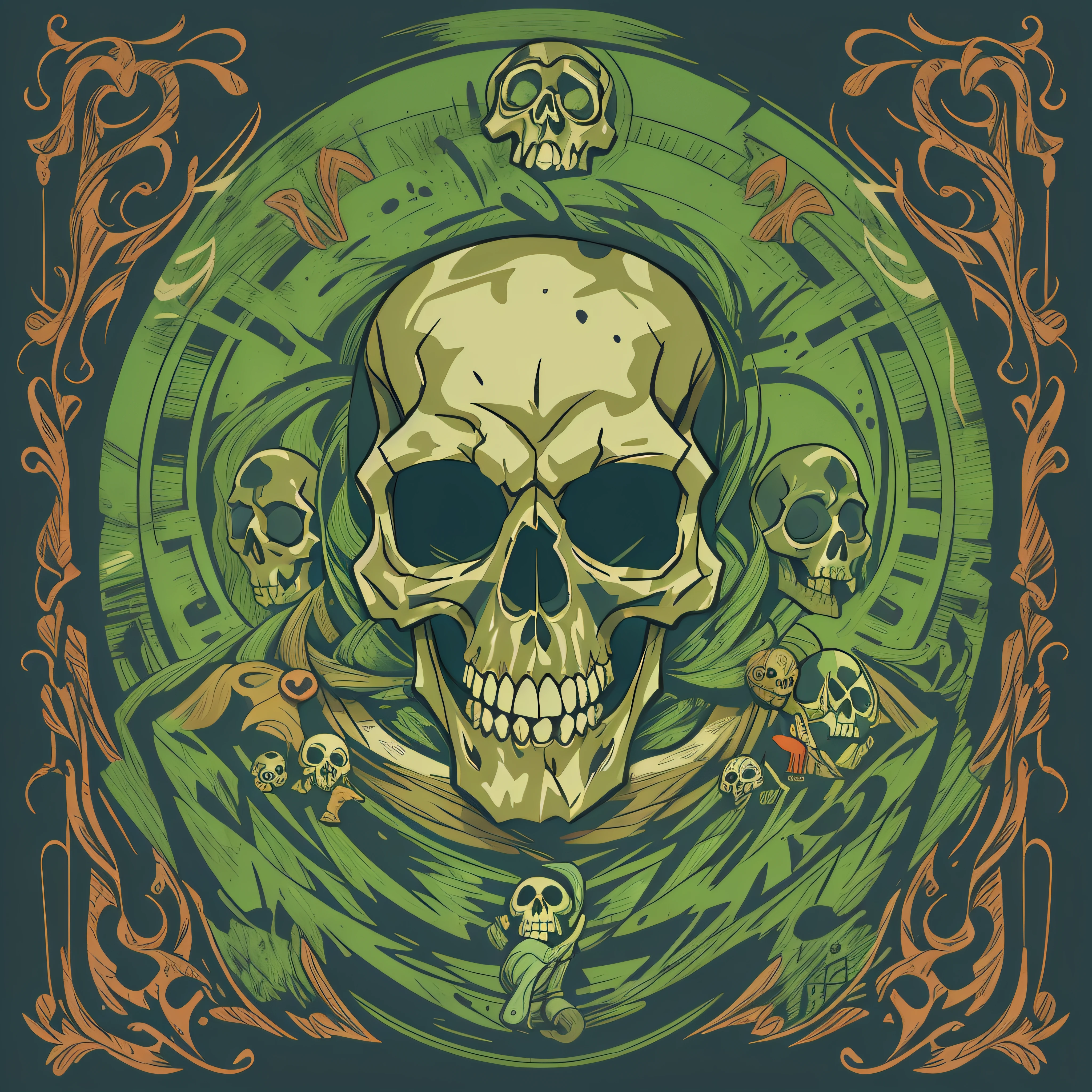 graphic for t-shirt design, clean logo, vector image, skull