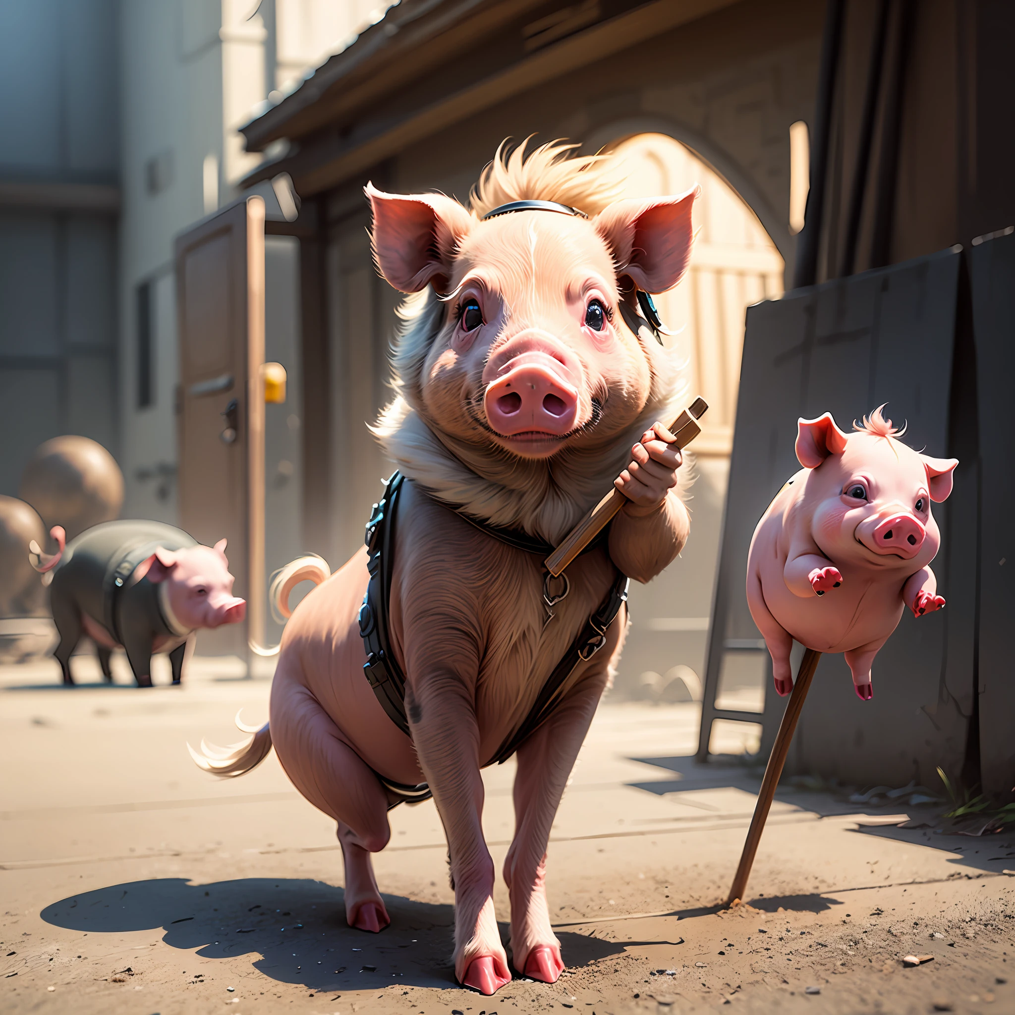 Pig on a stick, concept art, 4k --auto