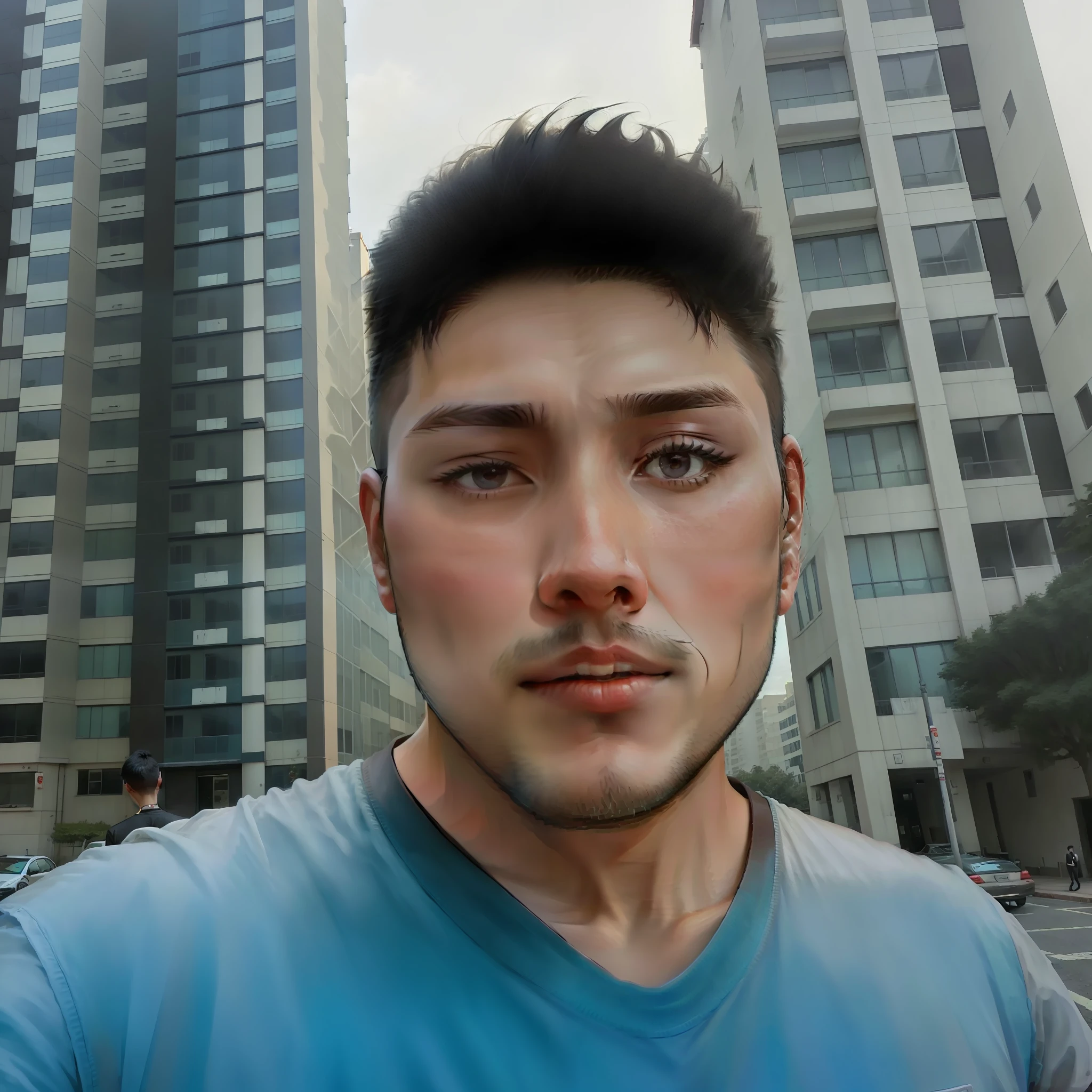 Allard man in a black shirt and black shirt in front of a tall building, 2 7 years old, 2 8 years old, 8k selfie photograph, 2 9 years old, steve zheng, 3 2 - year - old, (38 years old), xintong chen, 3 6 years old, 38 years old, yanjun cheng