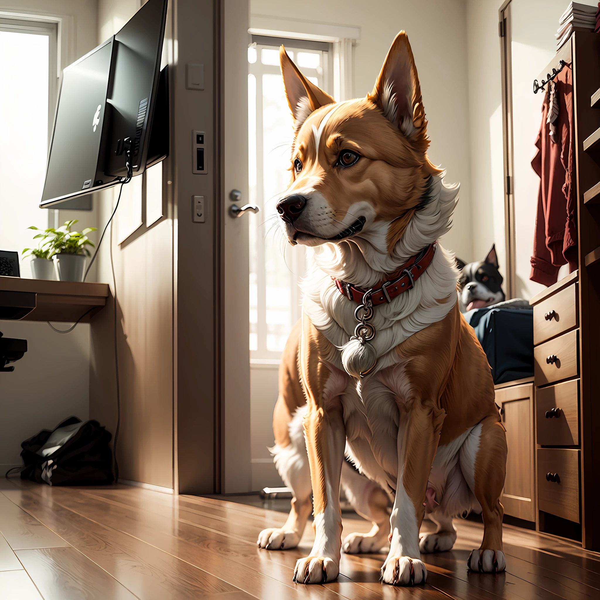 Dog in room professional background --auto
