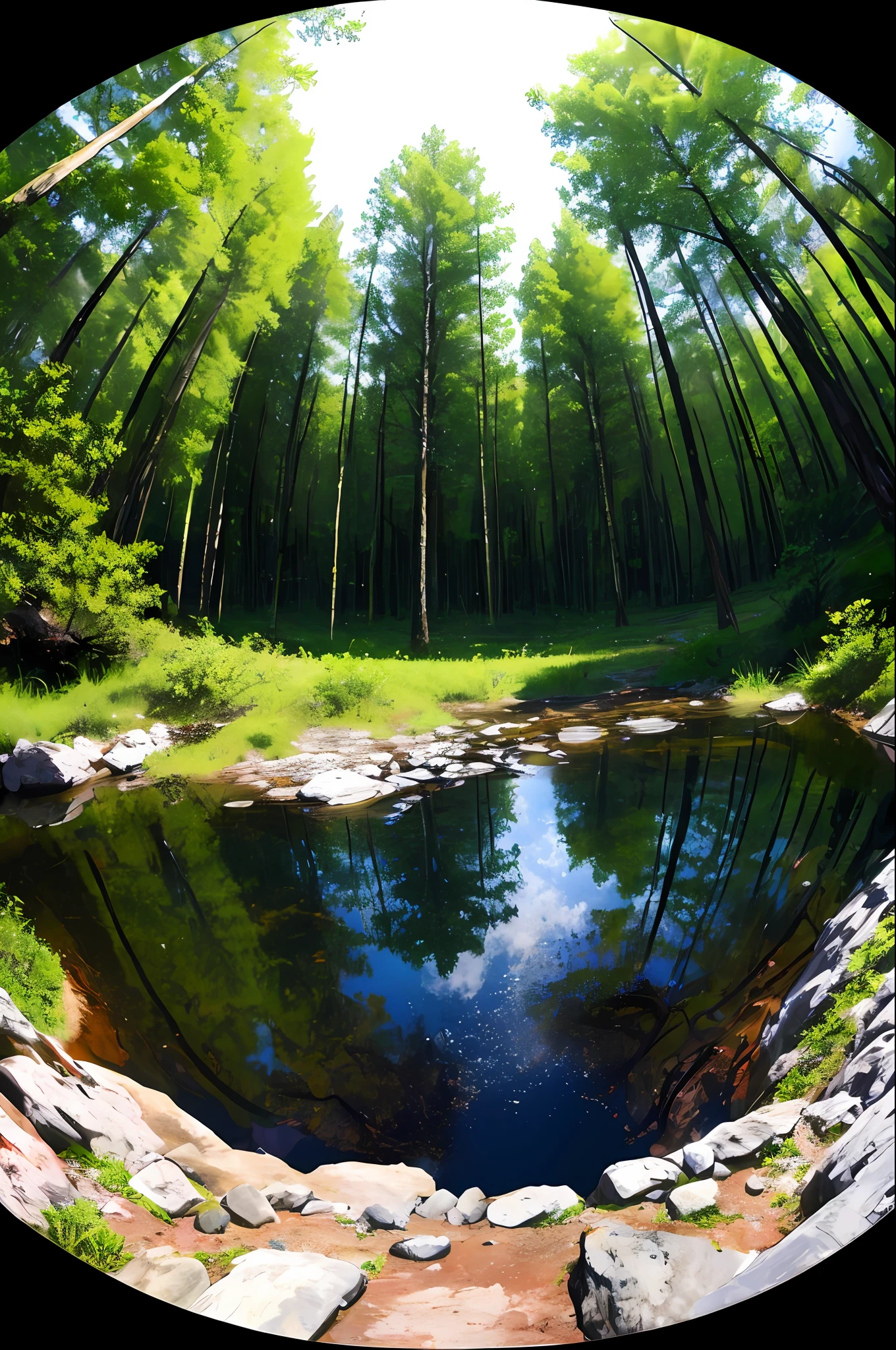 absurdress, hight resolution, overdetalization, (Without the human factor: 1.3), BREAK , Create an image using the prism effect, with the refraction of light and the creation of colorful, Kaleidoscopic appearance. BREAK , Creating a fisheye effect image, Capture a wide field of view with a characteristic curved perspective. BREAK , Take a picture of a forest trail with tall trees, colorful sunlight and a sense of tranquility and natural beauty. BREAK , Illustrate a monochromatic world, Use only shades of black, White & Grey, To convey depth, Emotions and striking visual impact.