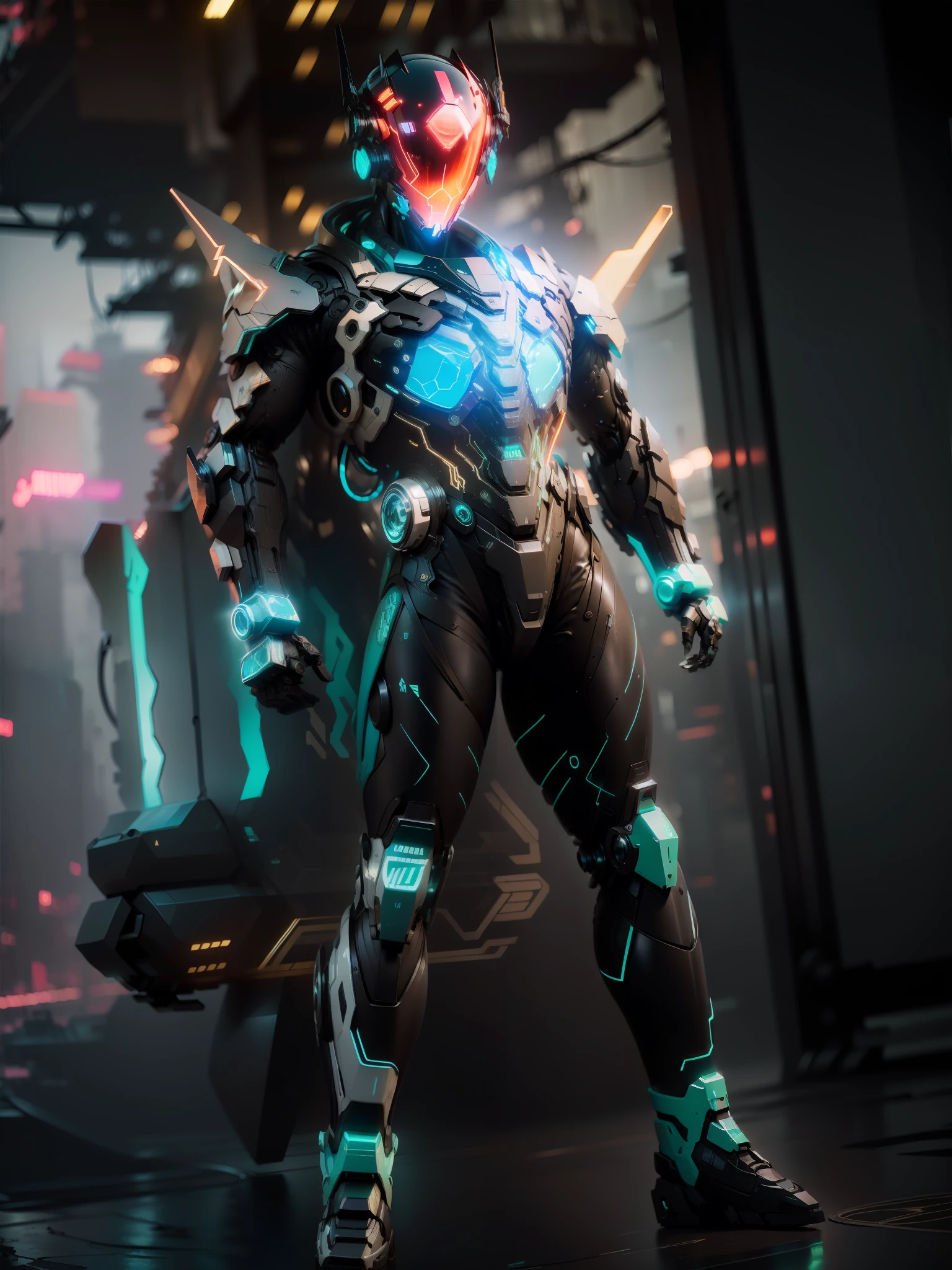 Realiy,photorealestic,Machinary,mechs,Technologie,musculous,glowing light eyes,Burly body,style of photography,Real scenery(Metallic texture 1.8)(Excess detail 2)(High resolution1.6)(4K clarity1.9)(Carbon fiber 1.5)(Metal reflection 1.5),Neon lights