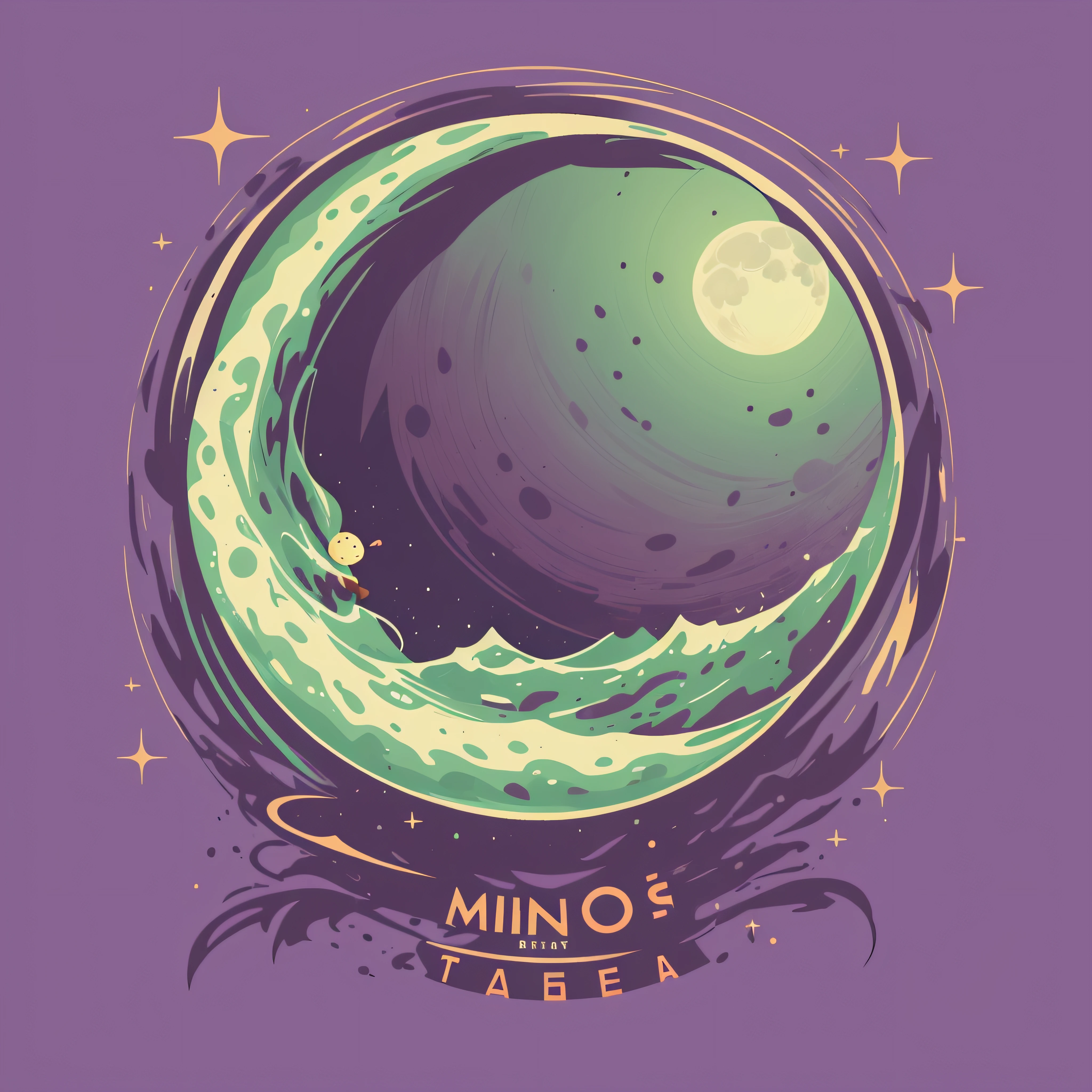 graphic for t-shirt design, clean logo, vector image, moon