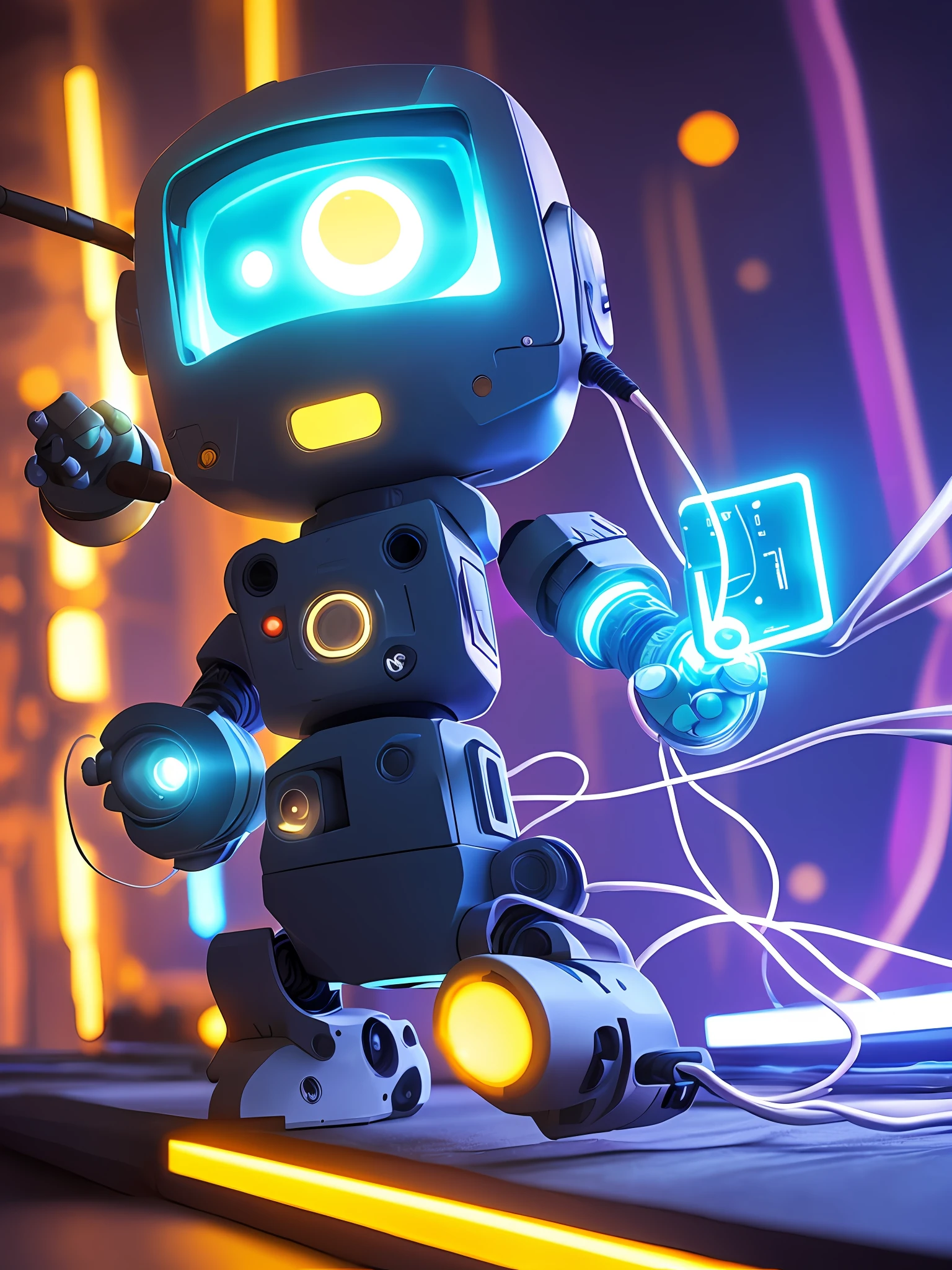 Para a empresa TTechnology, We can create a mascot that represents the electrical and technological services that the company offers. Here's a suggestion for the mascot:
Nome: Sparky
Appearance details:
Sparky is an energetic and friendly mascot that combines elements of electricity and technology. He has the shape of a robot, with a main body made of a material reminiscent of an electronic circuit with bright lines running through its body, indicando energia fluindo. The robot has a head with large, bright eyes that blink occasionally with blue and green LED lights. It has antennae on its head, symbolizing your connection to networks and communication systems.
Sparky uses small gears as accessories, suggesting his skill in automation and fixing objects. You also carry a small screwdriver or power tool in one of your hands, representing the electrical services provided by the company.
To convey the focus on electronic security and CCTV, Sparky may have a discreet camera installed on his chest, similar to a safety eye.
Cores:
As cores principais de Sparky podem ser azul, verde e prata, with touches of yellow and orange to represent the electrical and automation aspect.
Personalidade:
Sparky is a cheerful mascot, reliable and always willing to help. It symbolizes the technological and electrical expertise of the TTechnology company and represents the modern and innovative approach that the company has to deal with customer challenges.
Esse mascote traz um ar de modernidade e amigabilidade, with attributes that reflect the main services provided by the company TTechnology. Ele pode ser usado em materiais de marketing, website and other promotional materials to help create a connection with customers and reinforce the company's identity.
