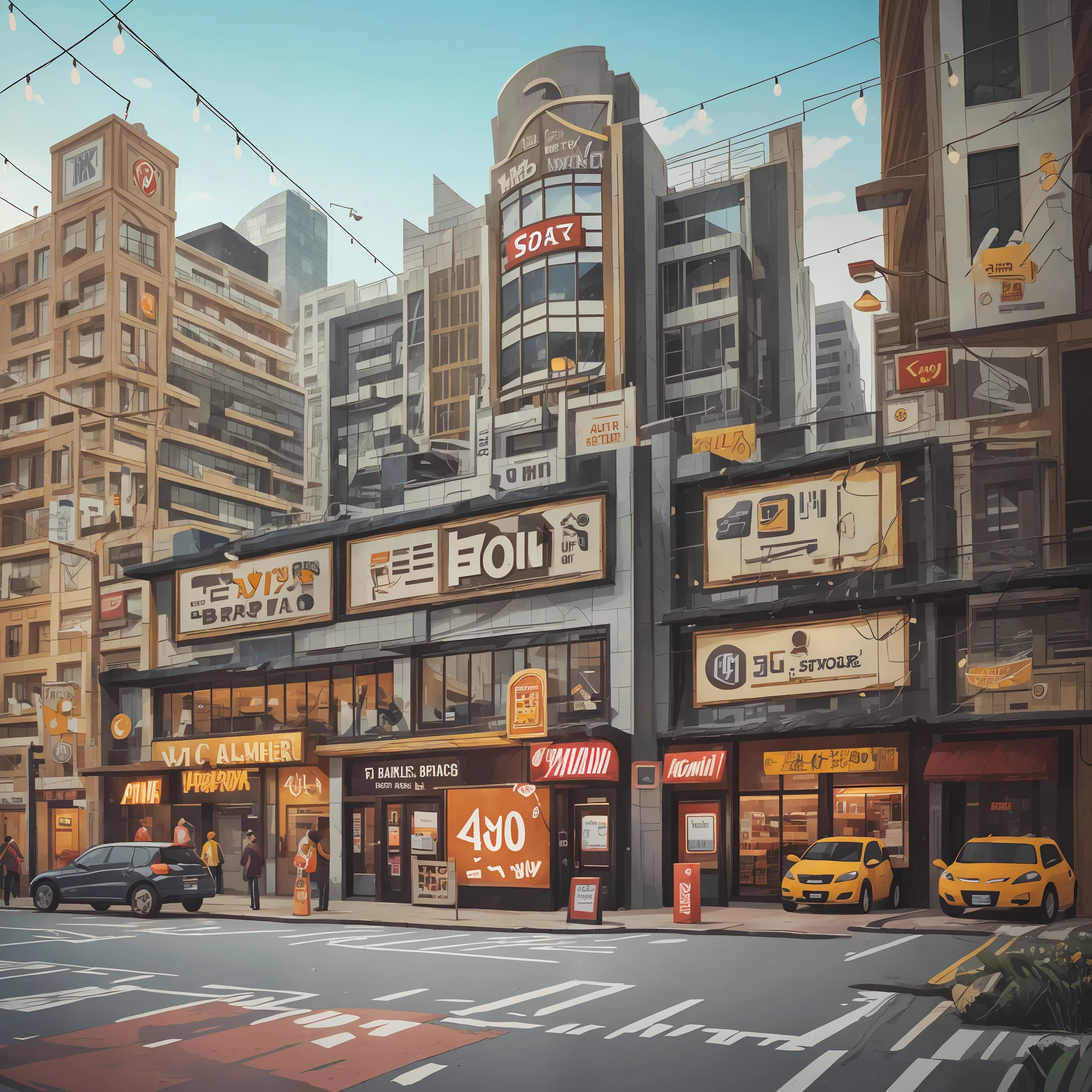 buildings with a sign with your brand --auto