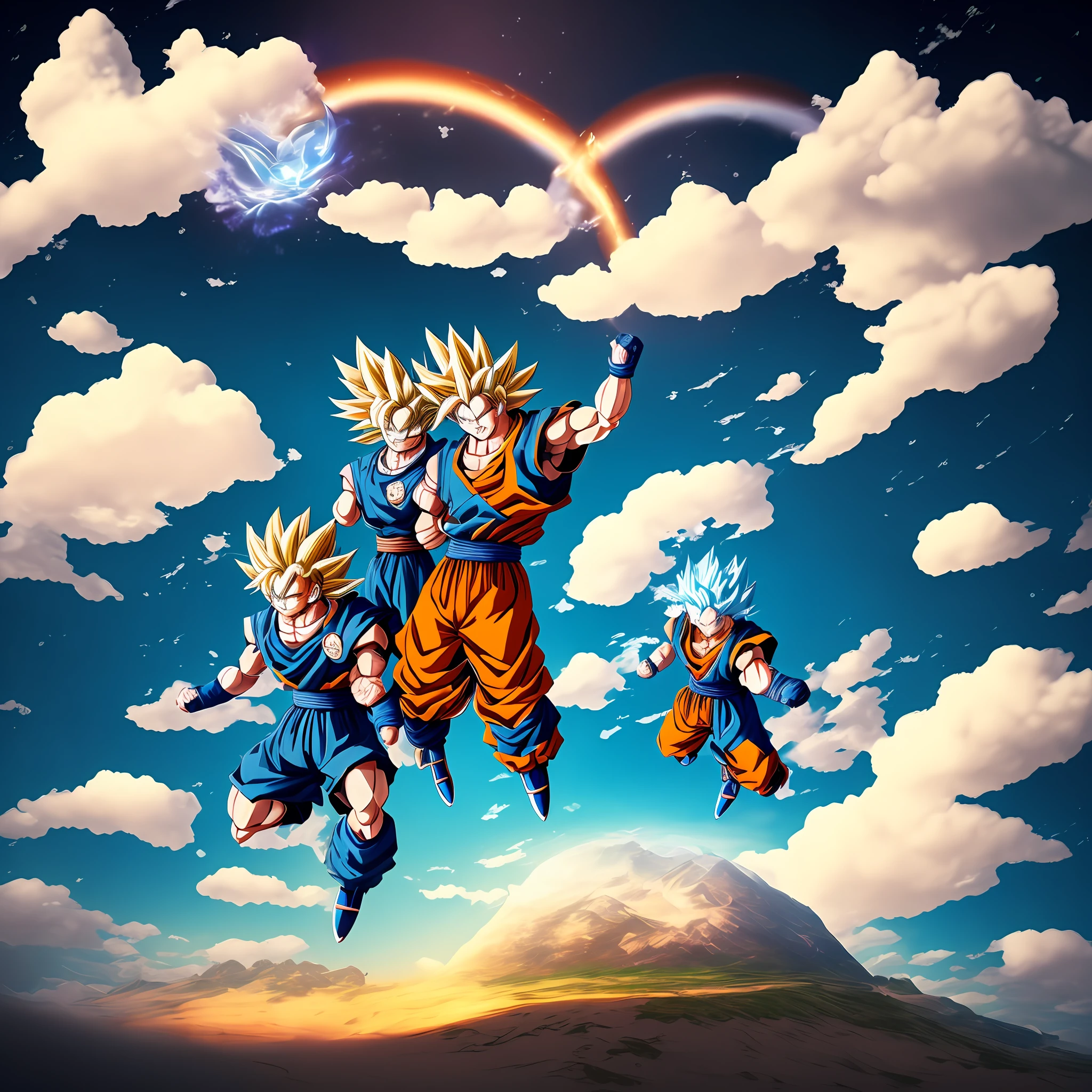 Couple in flying cloud dragon Ball with halo --auto