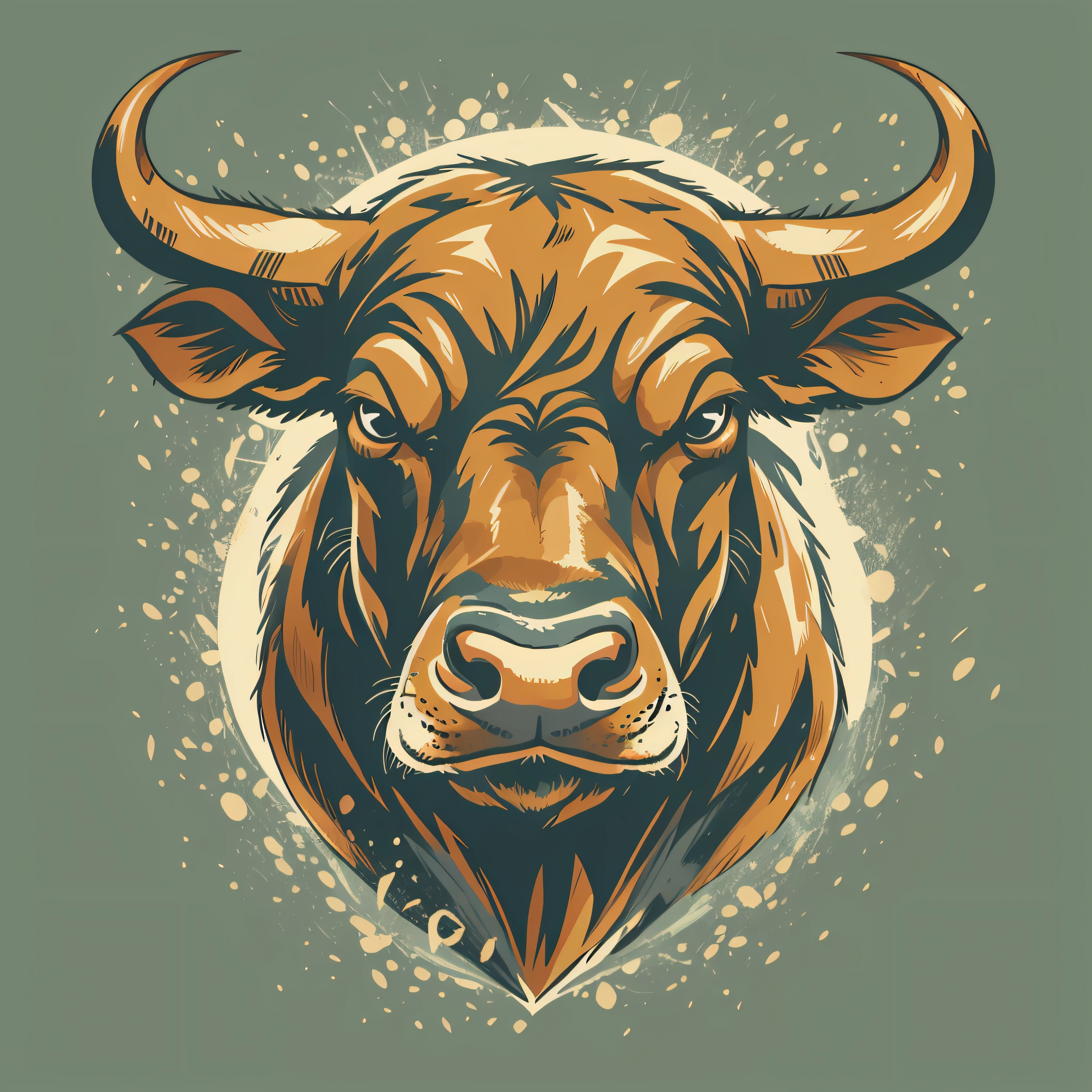 graphic for t-shirt design, clean logo, vector image, bull