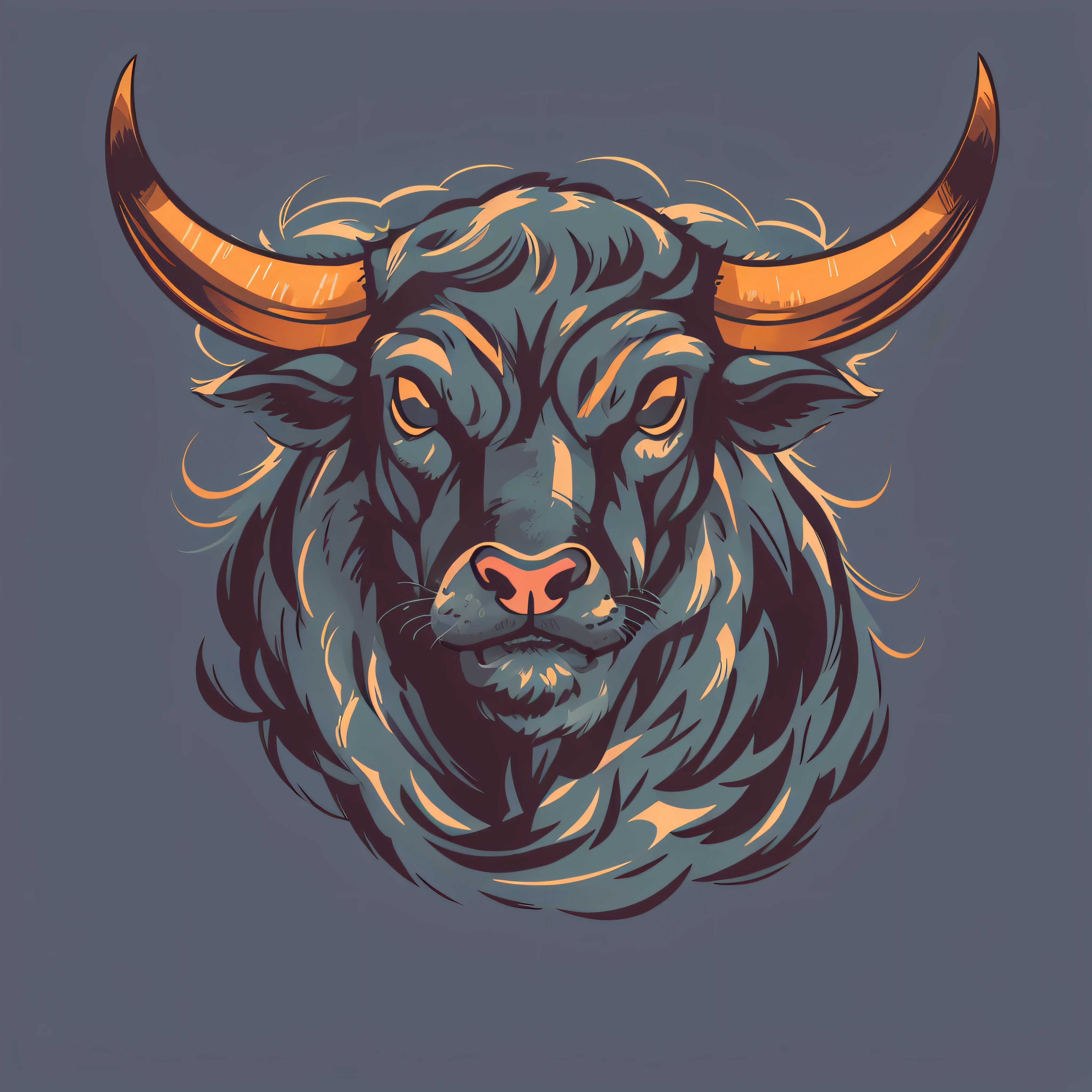 graphic for t-shirt design, clean logo, vector image, bull