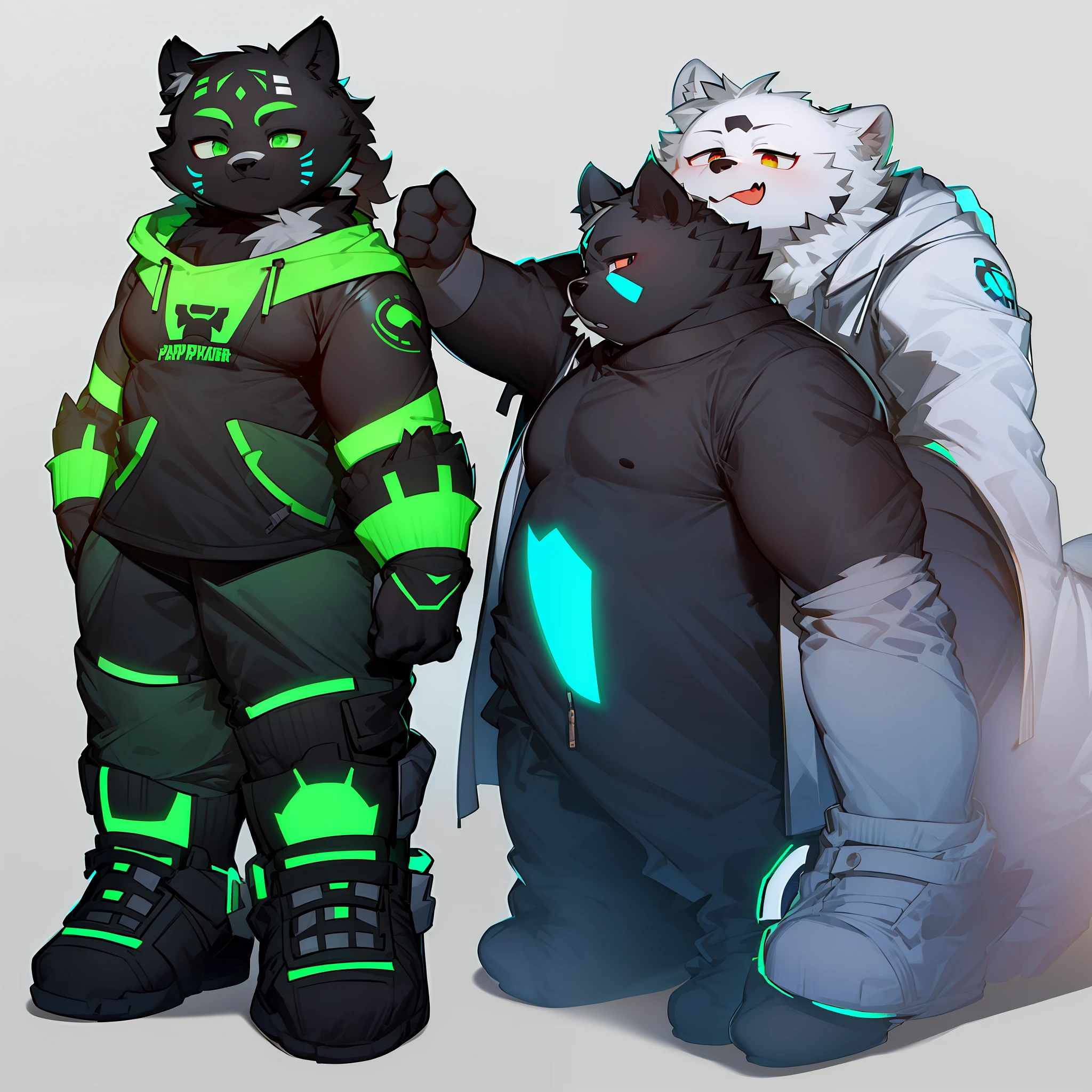 Furry,Black Panther,Fluorescent green pattern,green pupills