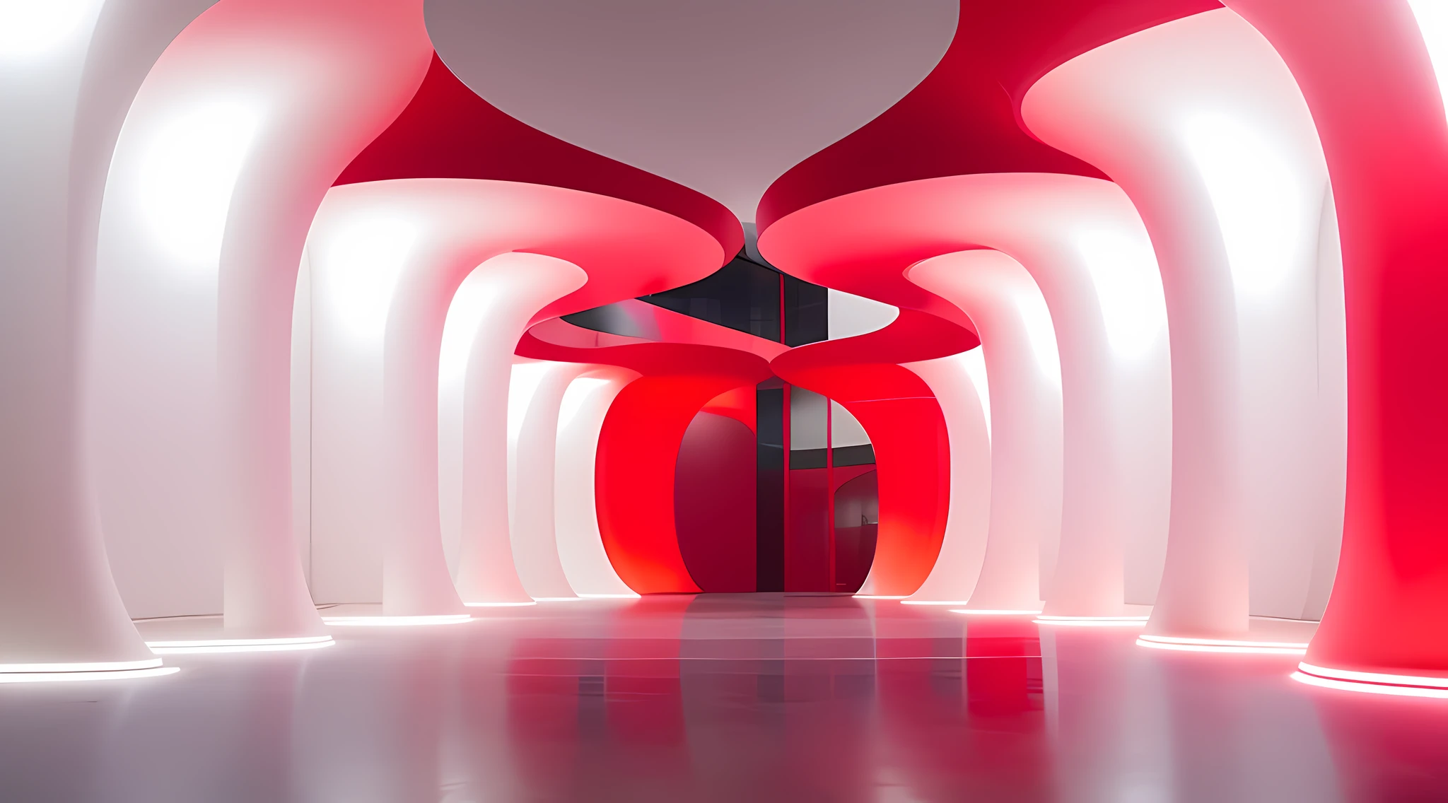 Arafeld image of red sculpture，There is a cross in the middle, author：Chass is silent, high quality architectural art, psychedelic architecture, portal. zaha hadid, inspired by Zha Shibiao, futuristic architectural art, red neon lights inside it, large translucent art statues, Verner Panton, in style of zaha hadid architect