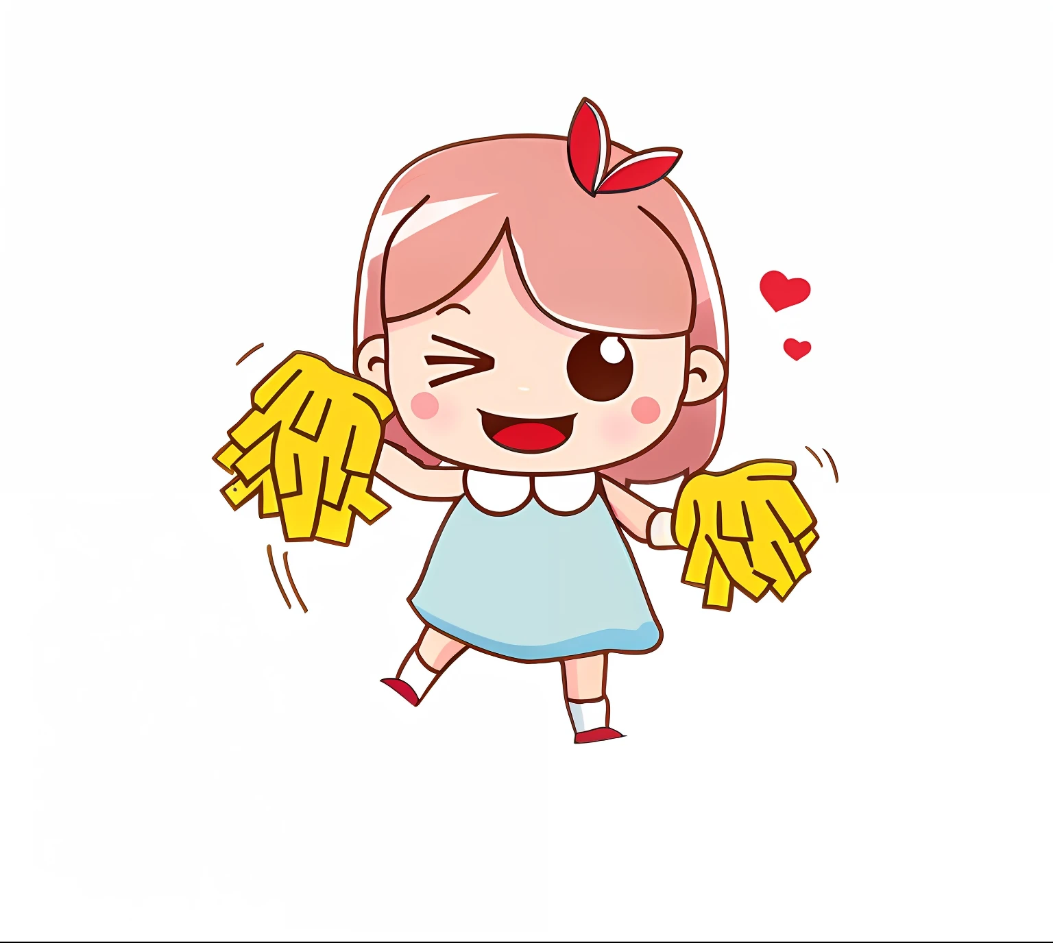 Cartoon Girl, Yellow cloth with gloves, kawaii playful pose of a dancer, cute kawaii girls