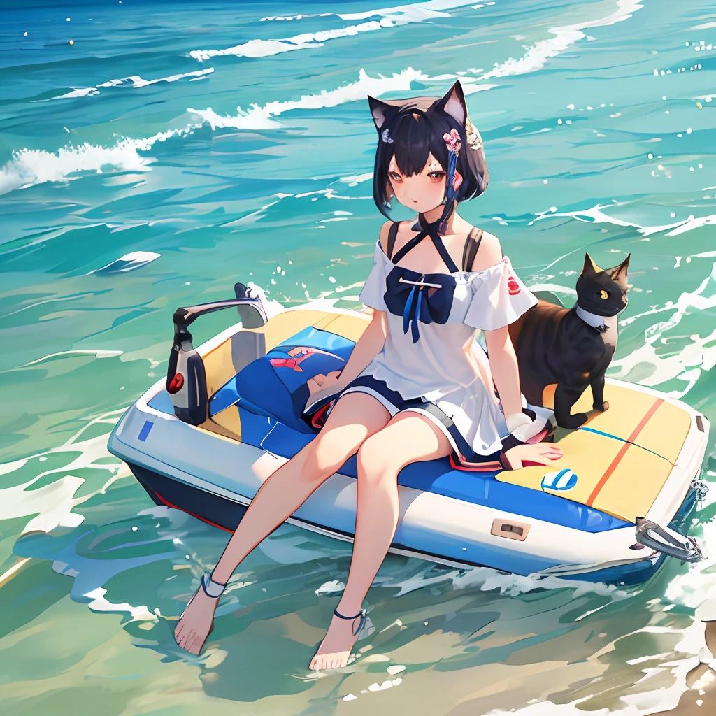 比基尼，quadratic element，cat ear，teens girl，sea beach