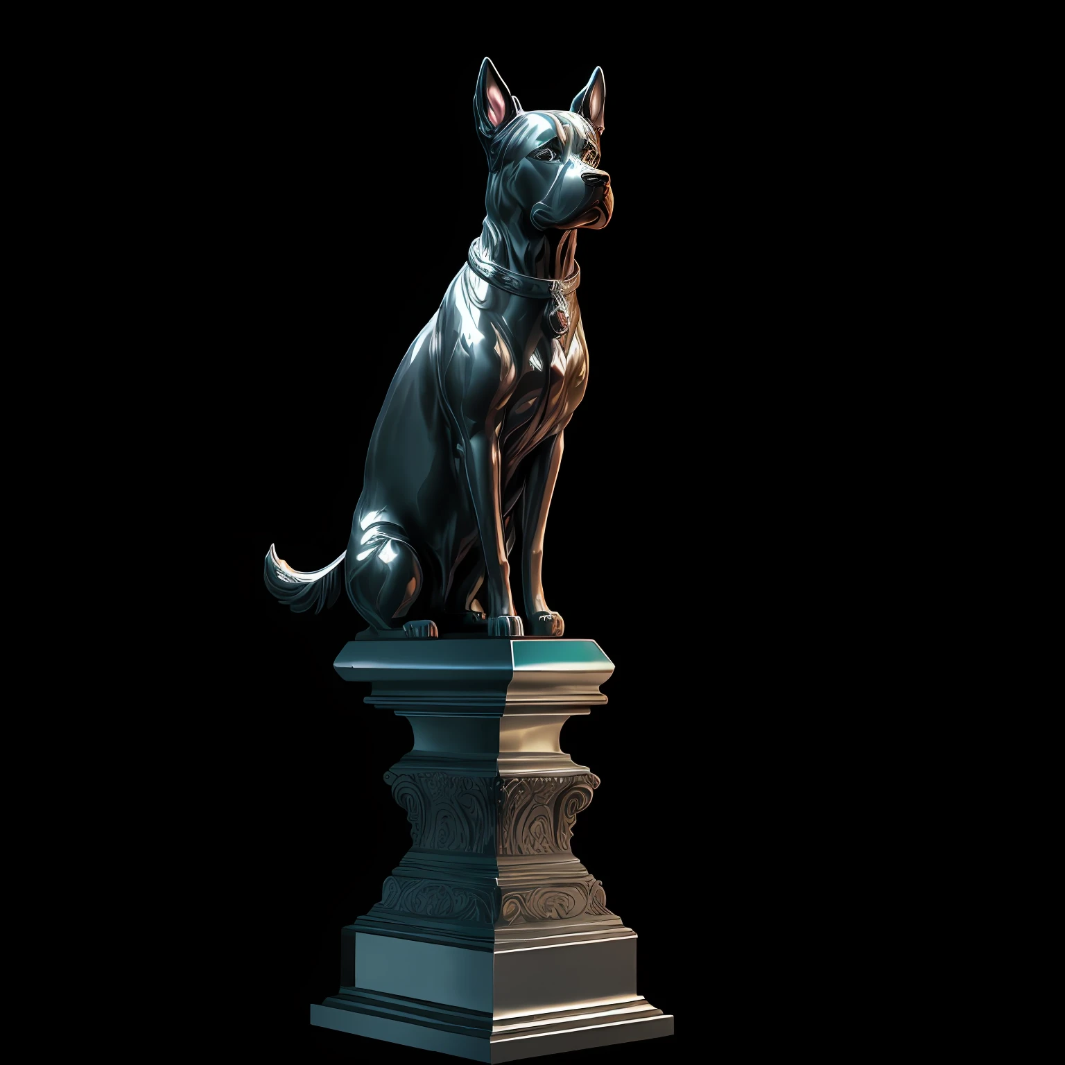 a dog as the Sculpture,high polished