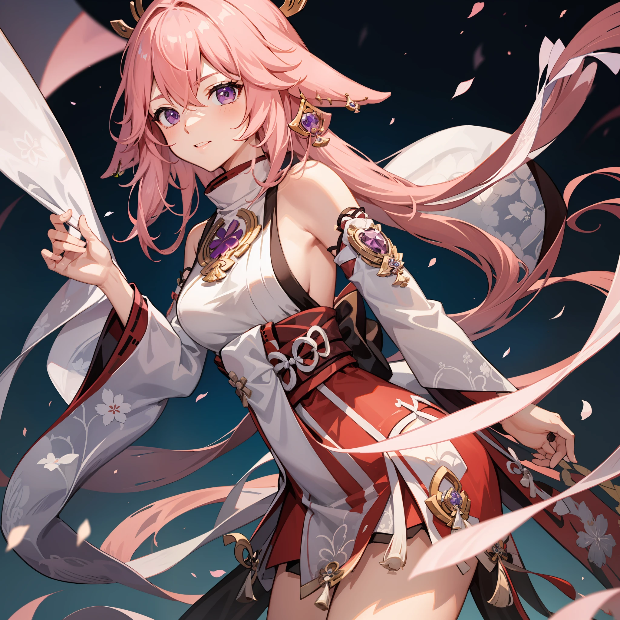 Yae Miko in Genshin,A pink-haired,sobu,High Picture Quality