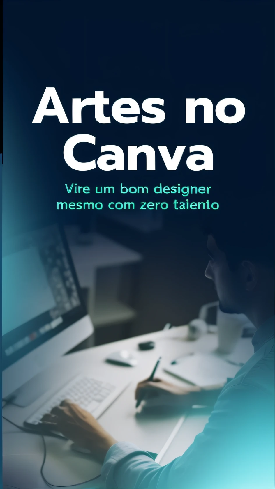 um close up de uma pessoa sentada em uma mesa com um computador, Canva, Em um Canva, inspired by Nuno Gonçalves, poster template on canva, inspired by Antonio Parreiras, by André Castro, Directed by: Giorgio Cavallon, by Antonio Parreiras, by João Artur da Silva