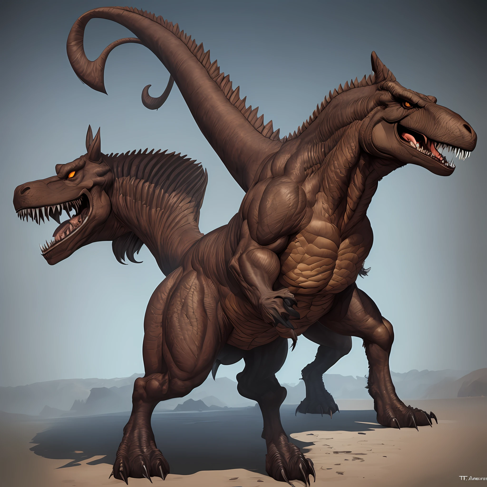 T. rex on steroids, concept art, line art, 4k muscular