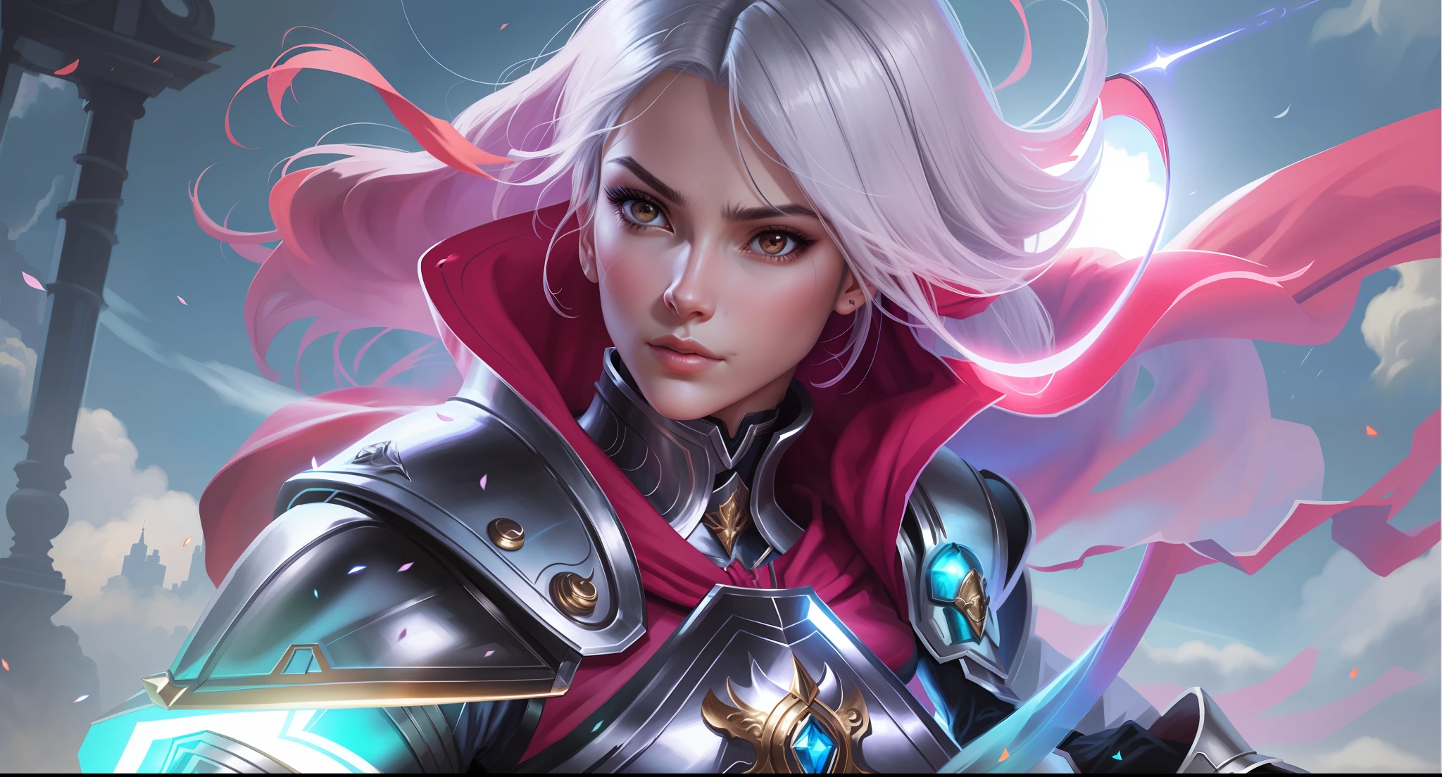 Image of a woman with a sword in a fantasy setting, Retrato do Paladino Feminino, gorgeous female paladin, Artgerm extremamente detalhado, portrait knights of zodiac girl, Artgerm em ArtStation Pixiv, retrato cavaleiro feminino, female paladin, Artgerm. anime illustration, Artgerm e RossDrew