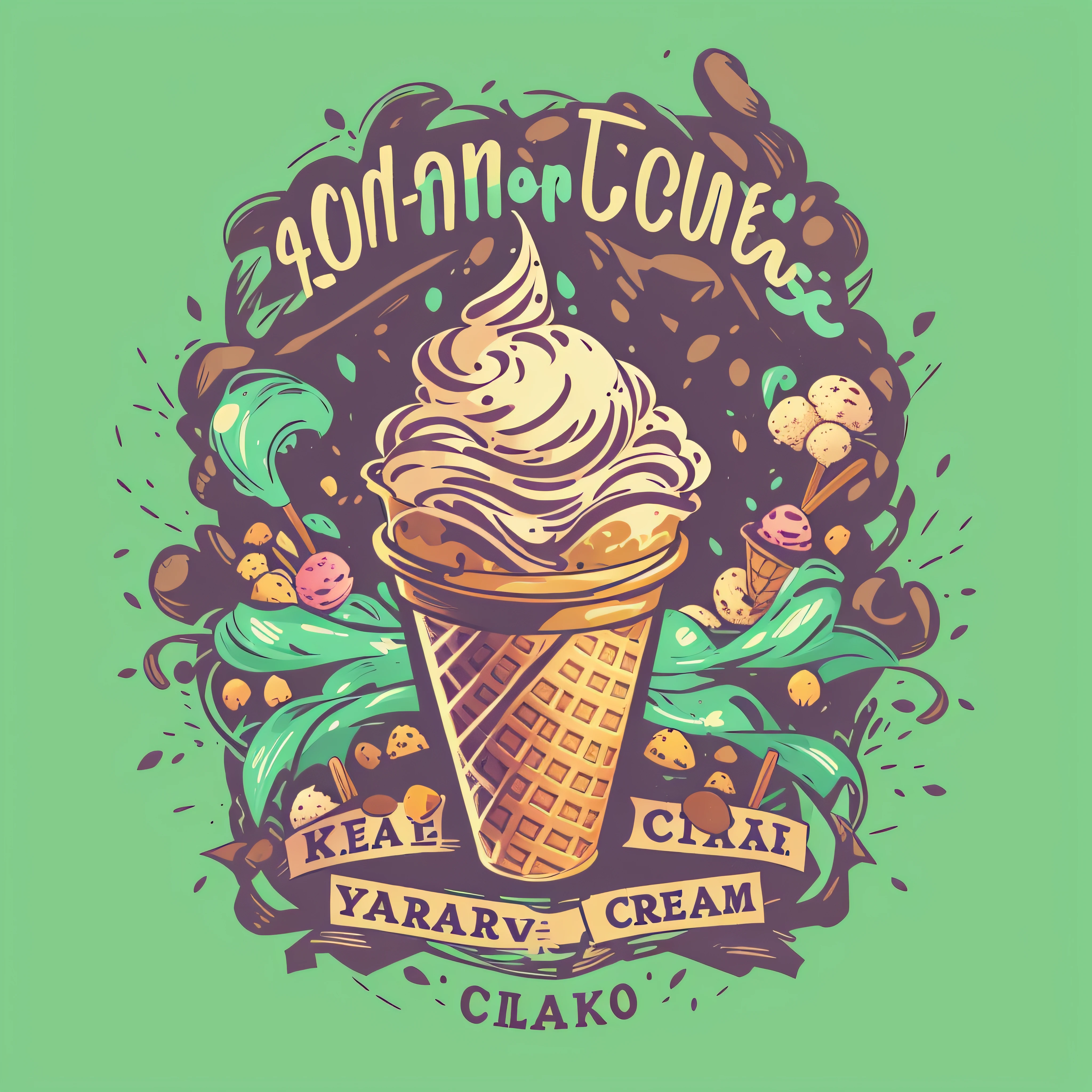 graphic for t-shirt design, clean logo, vector image, ice cream