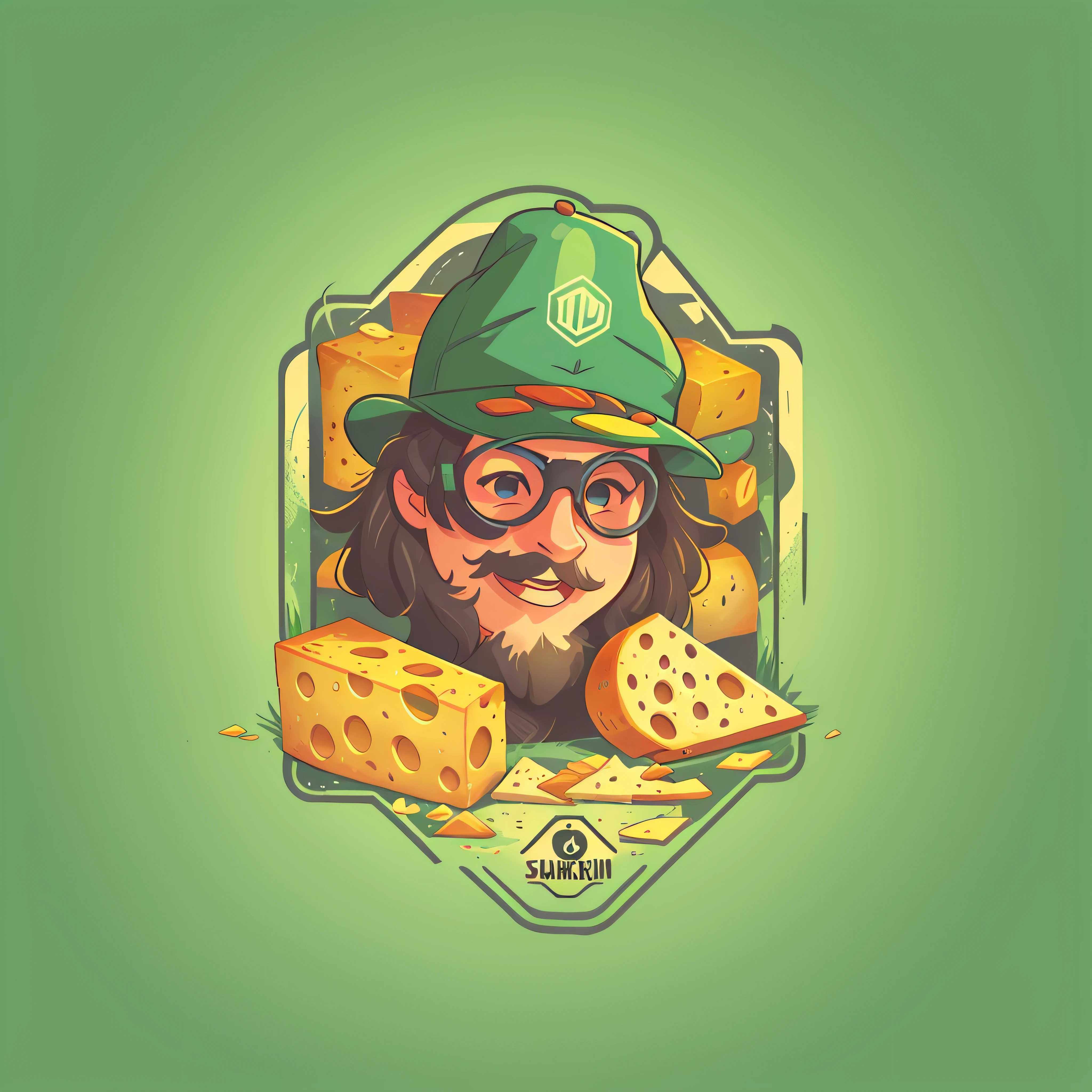 graphic for t-shirt design, clean logo, vector image, cheese