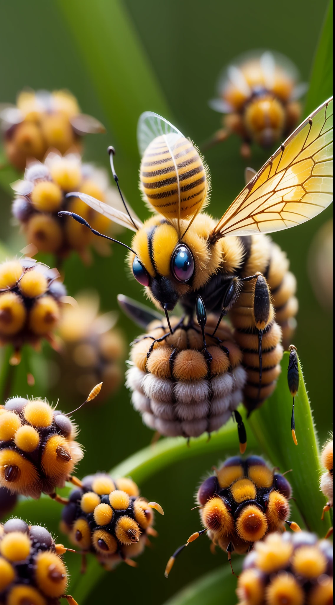 Macro,bee,honey bee,insect,close up,high quality, high resolution,dark background