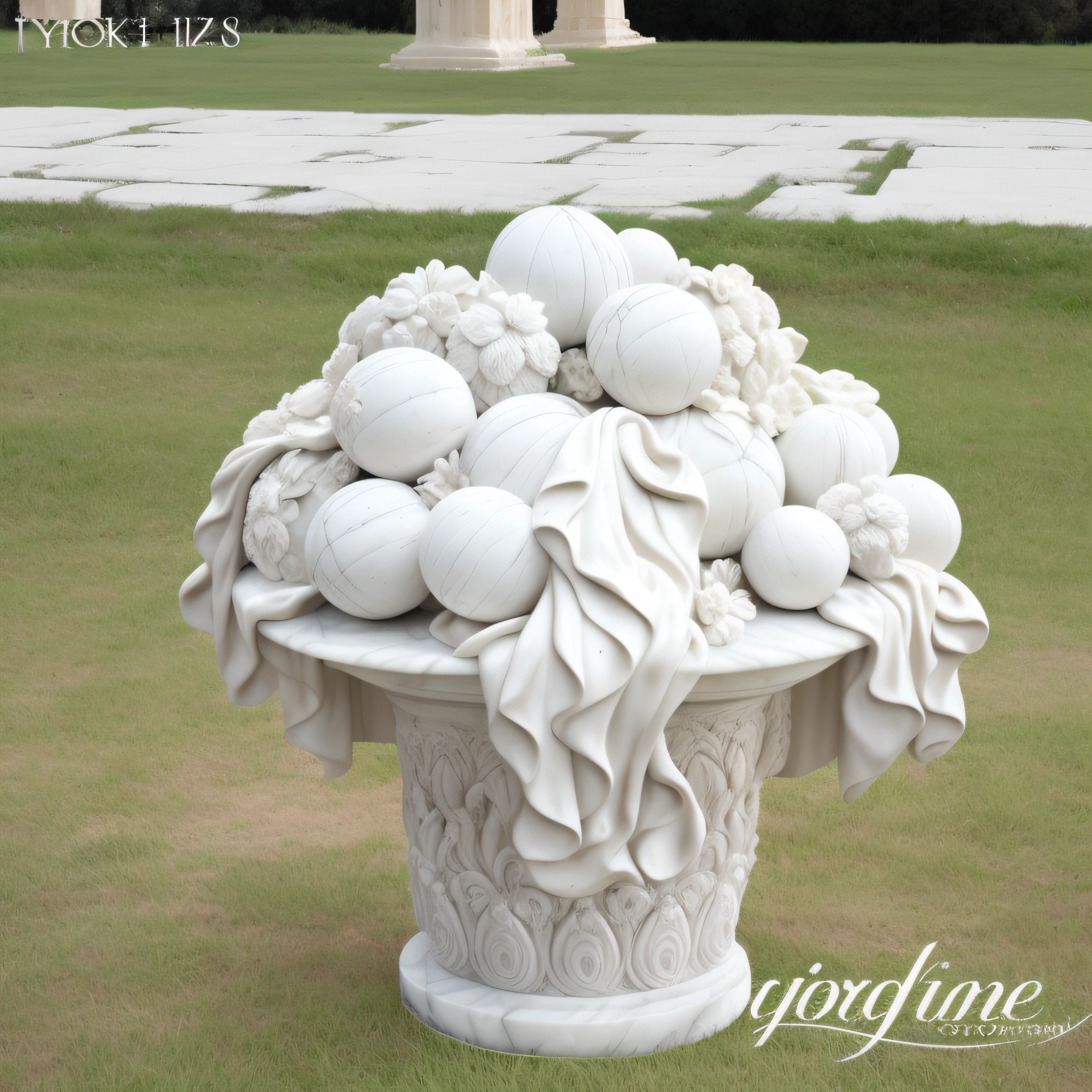 Escultura maqueta blanca de flores, Classical antiquities, White marble model sculpture, Classical model sculpture, Classic marble model, Large model, (((White Greek marble statue))), ((fotorrealista)) realista, luz proveniente de arriba, yeso, Foto de estudio.