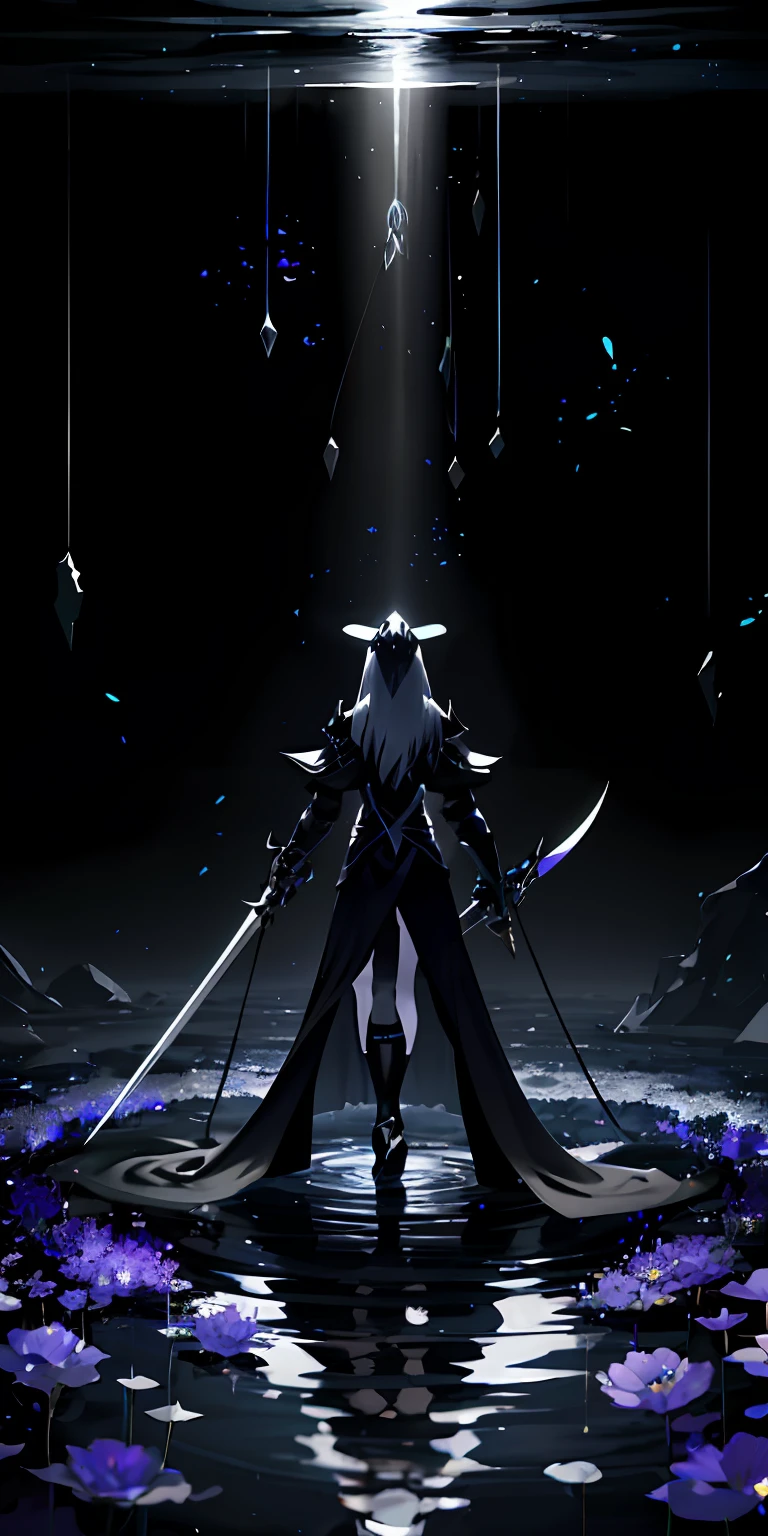 Here is the bottom of the abyss,There is no lighting,Endless sea of flowers,A soul that radiates a shimmering light,Knight of the Abyss armed with a black sword,Endless whispering