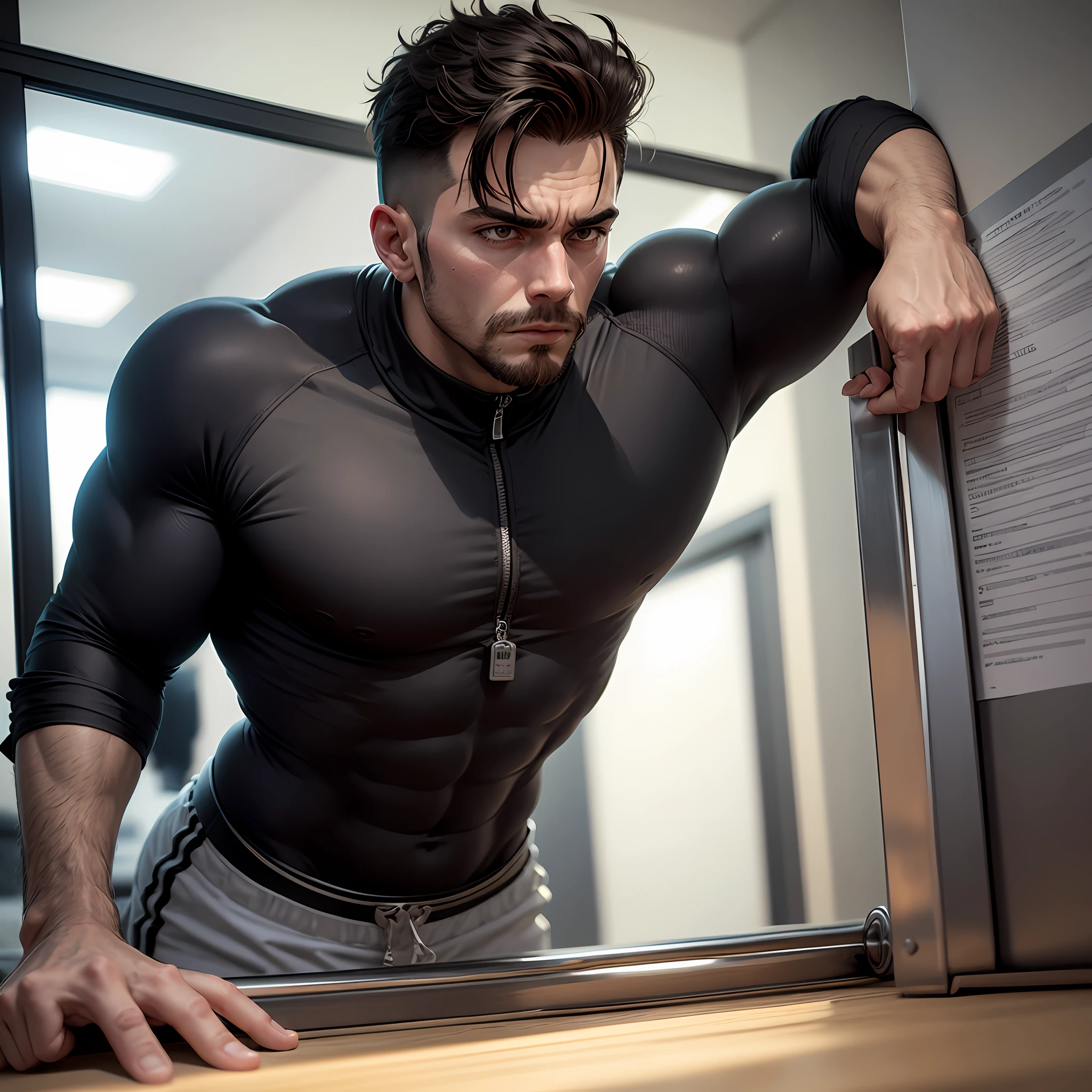 Homem treinando em preto e branco, na academia usando pesos, halters. --auto