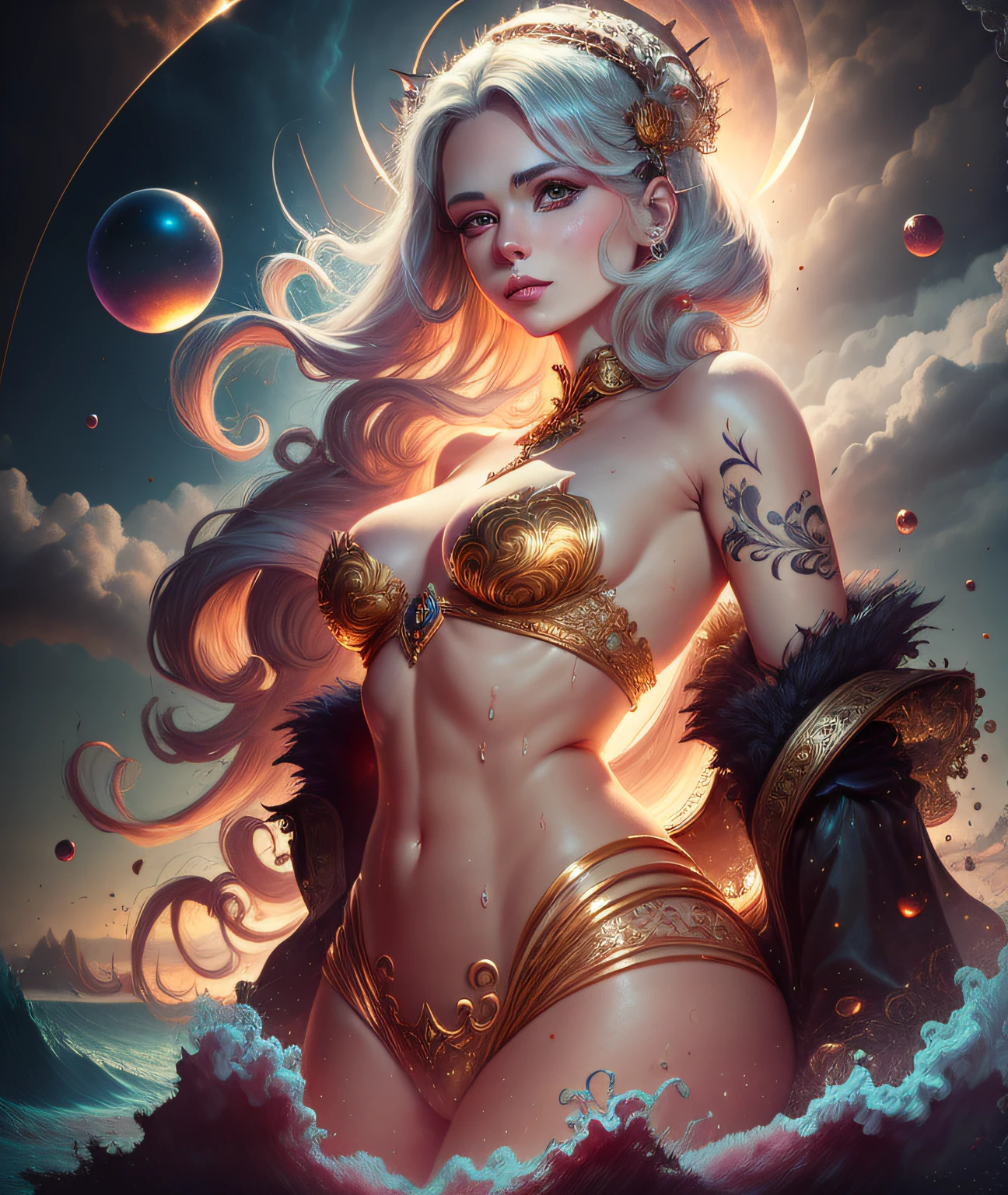full body, masterpiece, best quality, (extremely detailed unity 8k CG wallpaper), (best quality), (best illustration), (best shadow), absurdities, realistic lighting, night, darkness, giant, Goddess, Ancient Goddess, Aphrodite, deity, glorious pose, night, moon, beautiful detailed brightness, luminous background glow,A masterpiece ultrarealistic ultra detailed full body portrait of a very beautiful Barbarian girl, massurrealism. medium shot, intricate, elegant, sexy, revealing, by stanley artgerm lau, wlop, rossdraws, james jean, andrei riabovitchev, marc simonetti, light by julie bell, ismail inceoglu, porcelain skin. global illuminatio,transparent clothes,open pants buttons showing pubic hair, perfect vaginal shape,small breasts, small breasts, peeping pink peeps,(masterpiece), floating vintage clock, exposed small breasts, visible pubic hair, view from below, floating antique clock, cloudy night sky storm, sunset red clouds storm cloudy, rough sea, psychedelic waves, skin and clothes wet with water, drops of water, floating bubbles, magical lights,face by tom bagshaw art station,, Moon Goddess, Full Length Figure, Contemptuous Gaze, Detailed Face, (Naked: 1.4), (See-Through Lingerie: 1.3),Transparent clothing, slight smile,Jean-Baptiste Monge style, bright, beautiful , splash, Glittering , cute and adorable, filigree, , rim lighting, lights, extremely , magic, surreal, fantasy, digital art, , wlop, artgerm,perfect female body close-up, full body, visible vaginal hair, pink pesones, transparent clothes,beautiful Caucasian girl closeup, dynamic moving body, digital art, splash, full body, Sakimichan art, oriental mandala tattoo, fractal background, silver and gold and bronze spirit,slight smile, seductive pose, visible pubic hair, full body, transparent clothes,magical transparent eyes, platinum hair and 3d fractals, colorful illustration, anime cartoon style, face of tom bagshaw art station, dreamy glow, golden, goddess maiden, flame, flowing female full body,