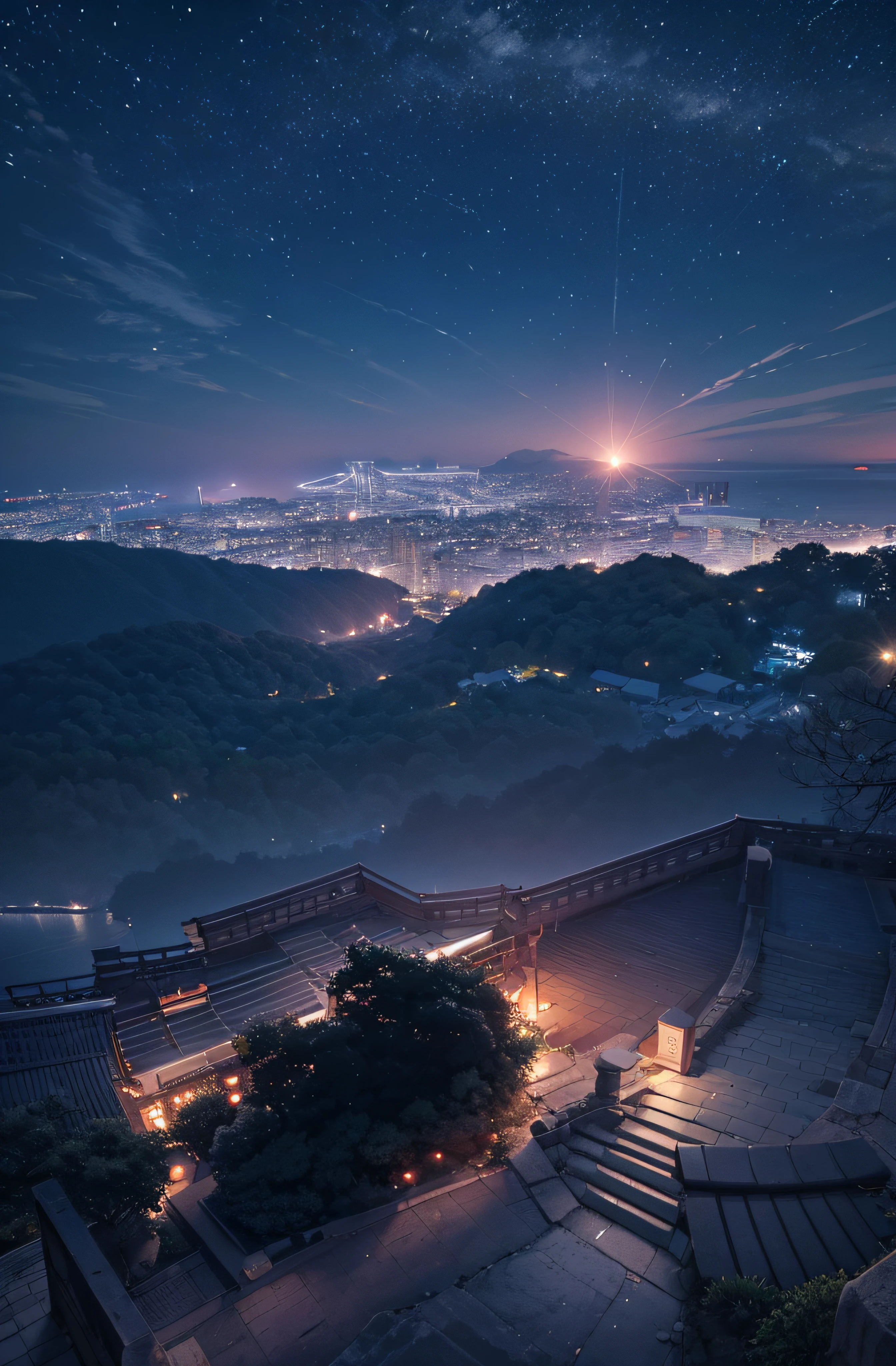 View of the city from the top of the hill, kamakura scenery, taken with sony a7r camera, taken with sony alpha 9, like jiufen, beautiful iwakura, View from high ground, taken with a canon eos 5 d, taken with sigma 2 0 mm f 1. 4, View from above, night setting