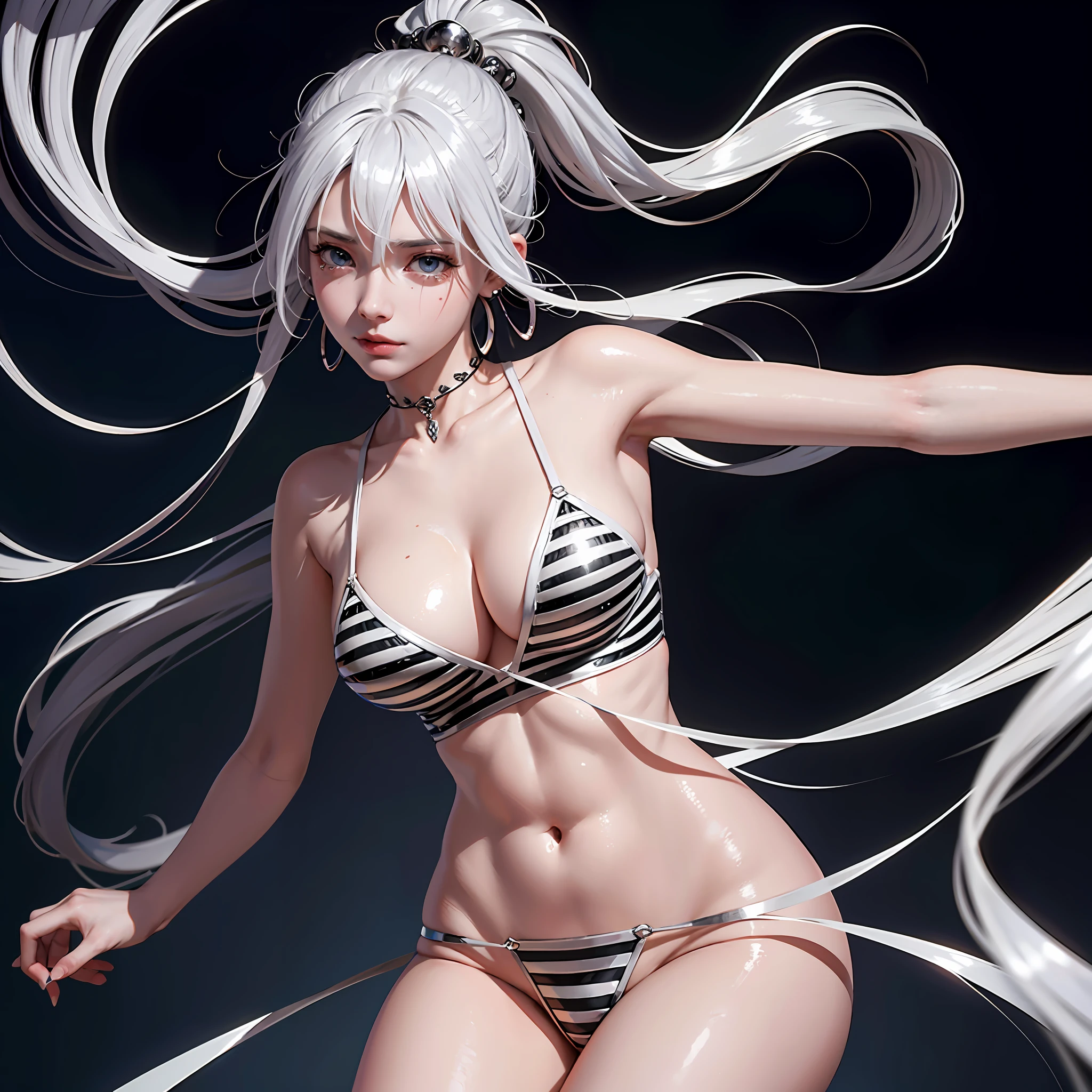 Striped hair, Silver hair, Absurdly long hair, hair adornments, streaming tears, Earrings, ripped apart, Action painting, Anime style, lines of movement, stereograms, blend, Cinematic lighting, bust chart, tachi-e, Close-up, angle of view, Nikon, hyper HD, A high resolution, High quality, High details, Best quality, Textured skin --auto