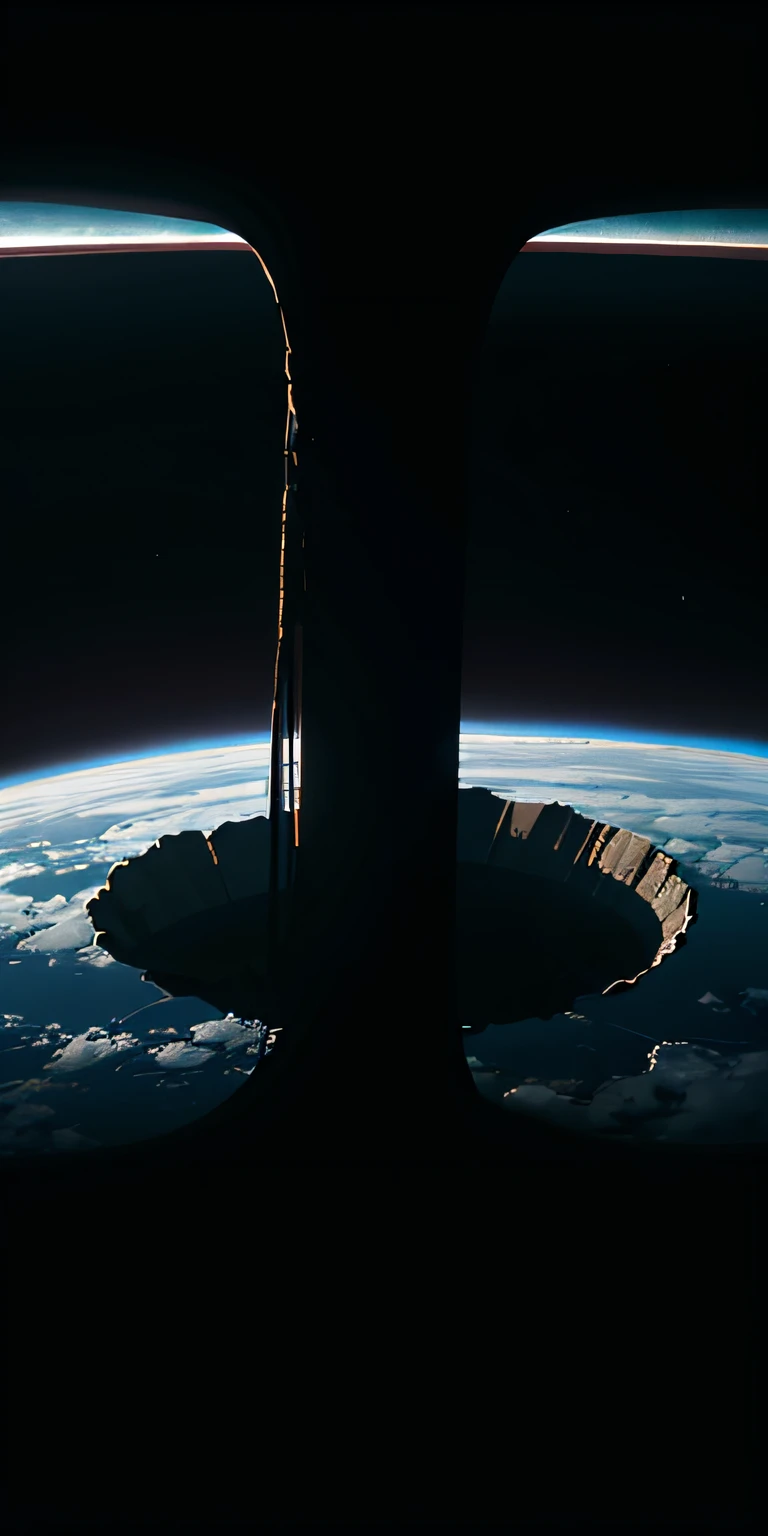 Overlooking，Abyss，darkly，a slight light，A huge circular crater