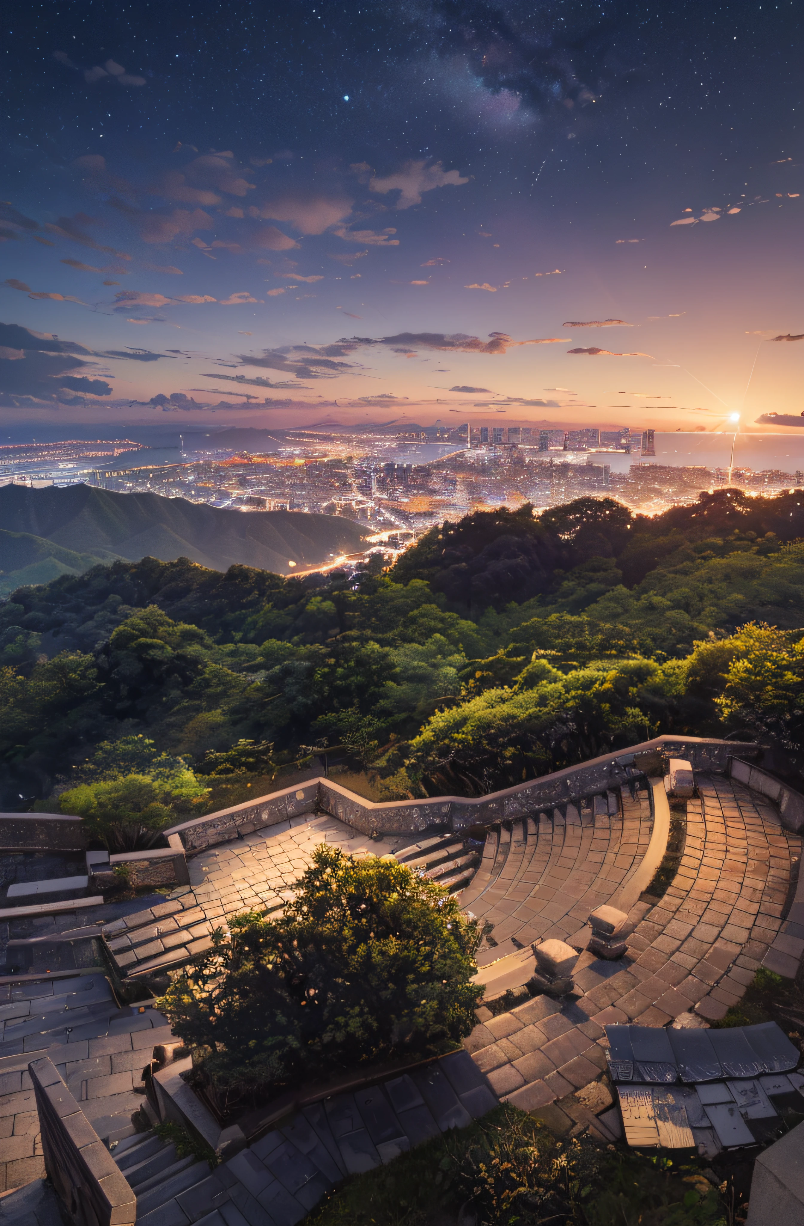 View of the city from the top of the hill, kamakura scenery, taken with sony a7r camera, taken with sony alpha 9, like jiufen, beautiful iwakura, View from high ground, taken with a canon eos 5 d, taken with sigma 2 0 mm f 1. 4, View from above, night setting