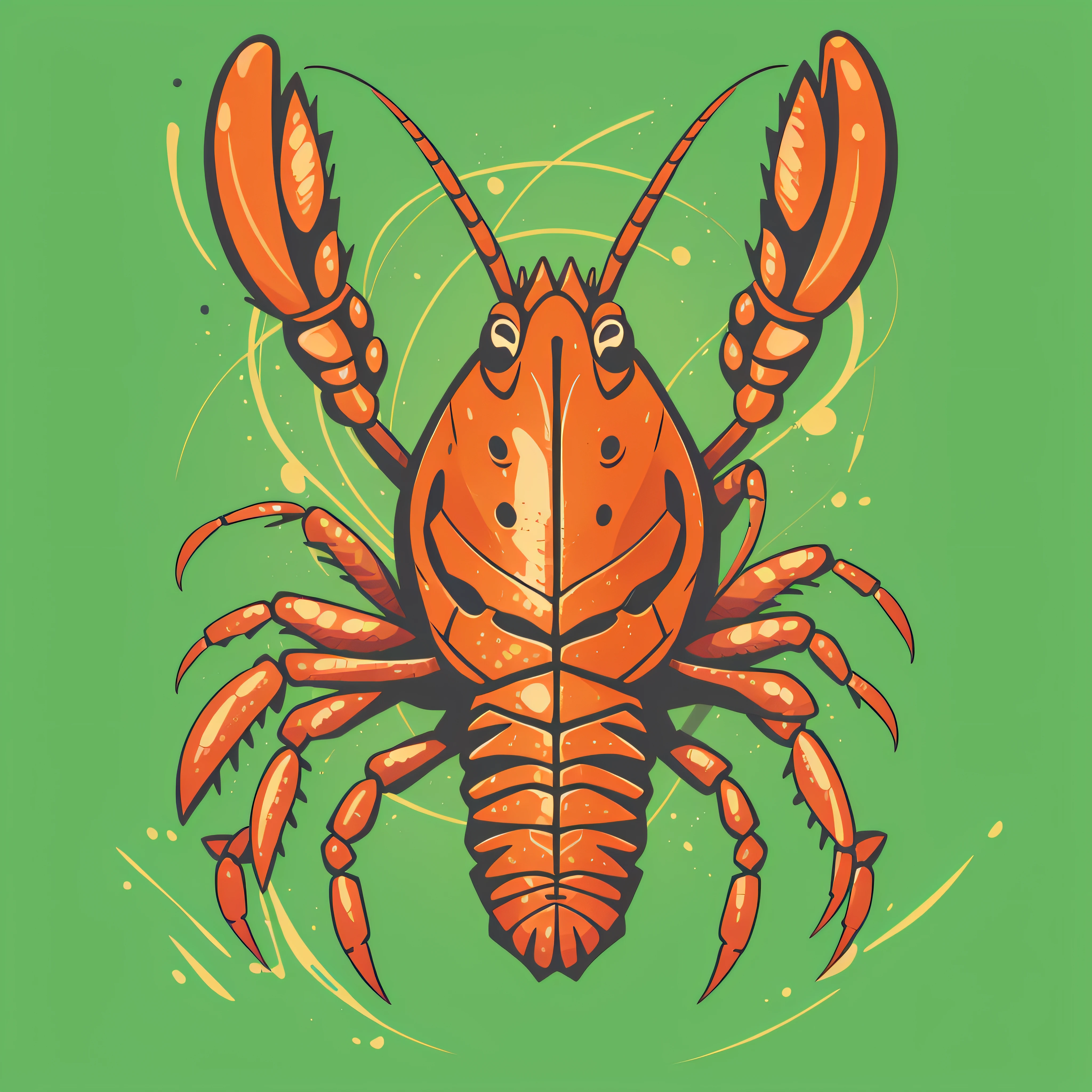 graphic for t-shirt design, clean logo, vector image, crayfish