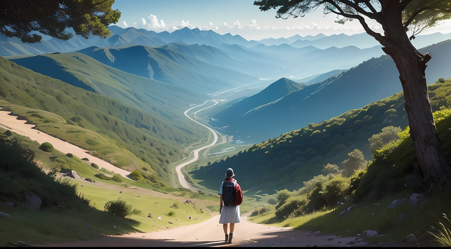 Draw an impressive scenery where a person is standing on top of a high mountain. A montanha representa a jornada da vida, com suas altas e baixas, desafios e conquistas. The person in the image should be represented with an expression of humility and determination on his or her face. Seus olhos mostram a sabedoria adquirida ao longo da jornada, while your hands are open, symbolizing acceptance and the willingness to embrace what life offers them.
Ao redor da montanha, desenhe uma paisagem diversificada que representa as diferentes fases da vida: campos verdes, rios fluindo, lush forests and even some arid and challenging areas. This varied landscape symbolizes the experiences we encounter along our journey, and how each of them contributes to our constant evolution.
Adicione elementos que retratam o verdadeiro significado da vida, as symbols of love, amizade, conhecimento e espiritualidade. Esses elementos podem estar espalhados ao longo da paisagem, enfatizando como essas facetas enriquecem a jornada.
A imagem deve transmitir a mensagem de que, by embracing our journey with humility and determination, encontramos o verdadeiro significado da vida e continuamos a evoluir e crescer constantemente, assim como a paisagem diversificada que nos rodeia. --auto
