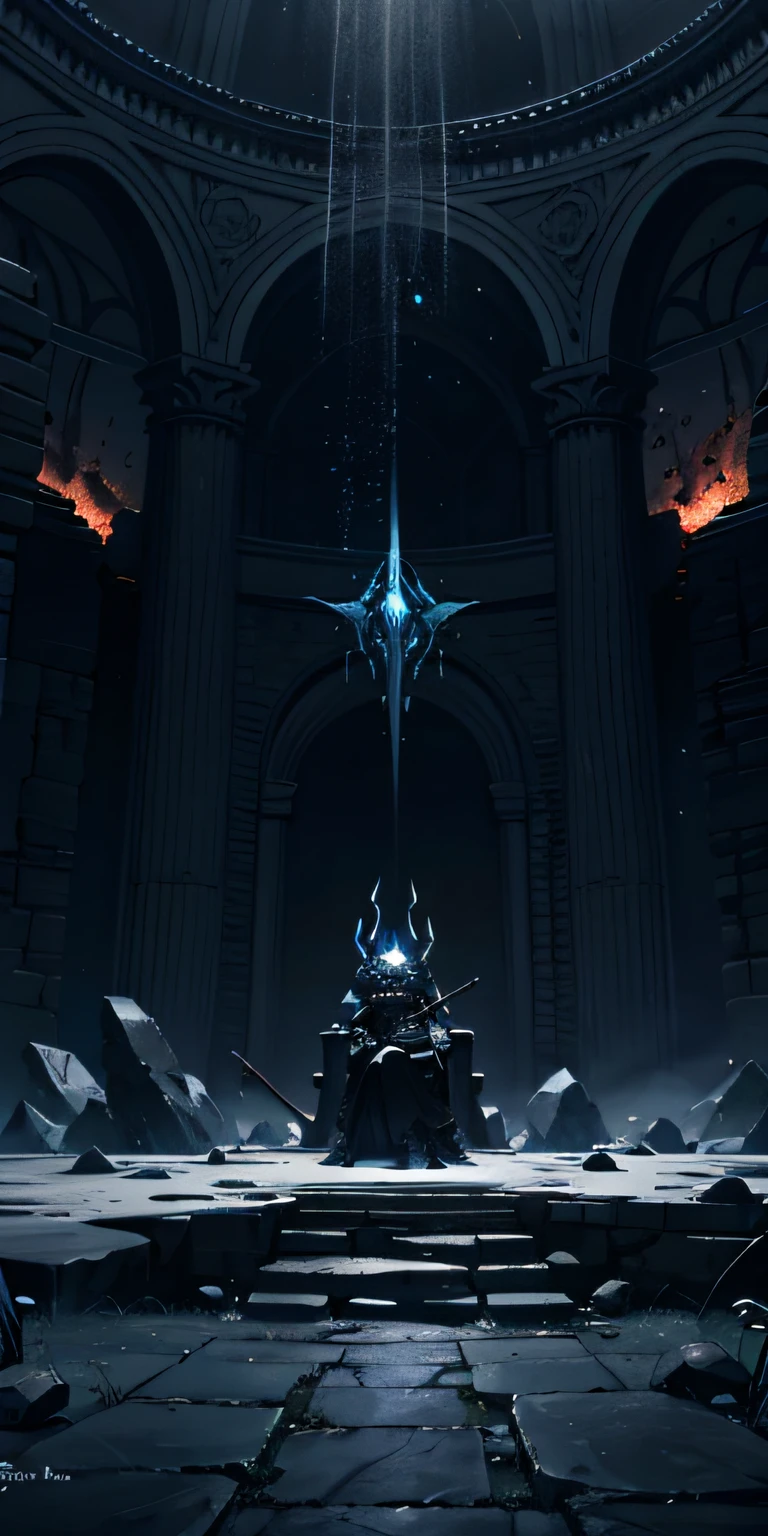 Abyss，Ancient battlefield，Black throne，remains，Ruined armor，Endless darkness