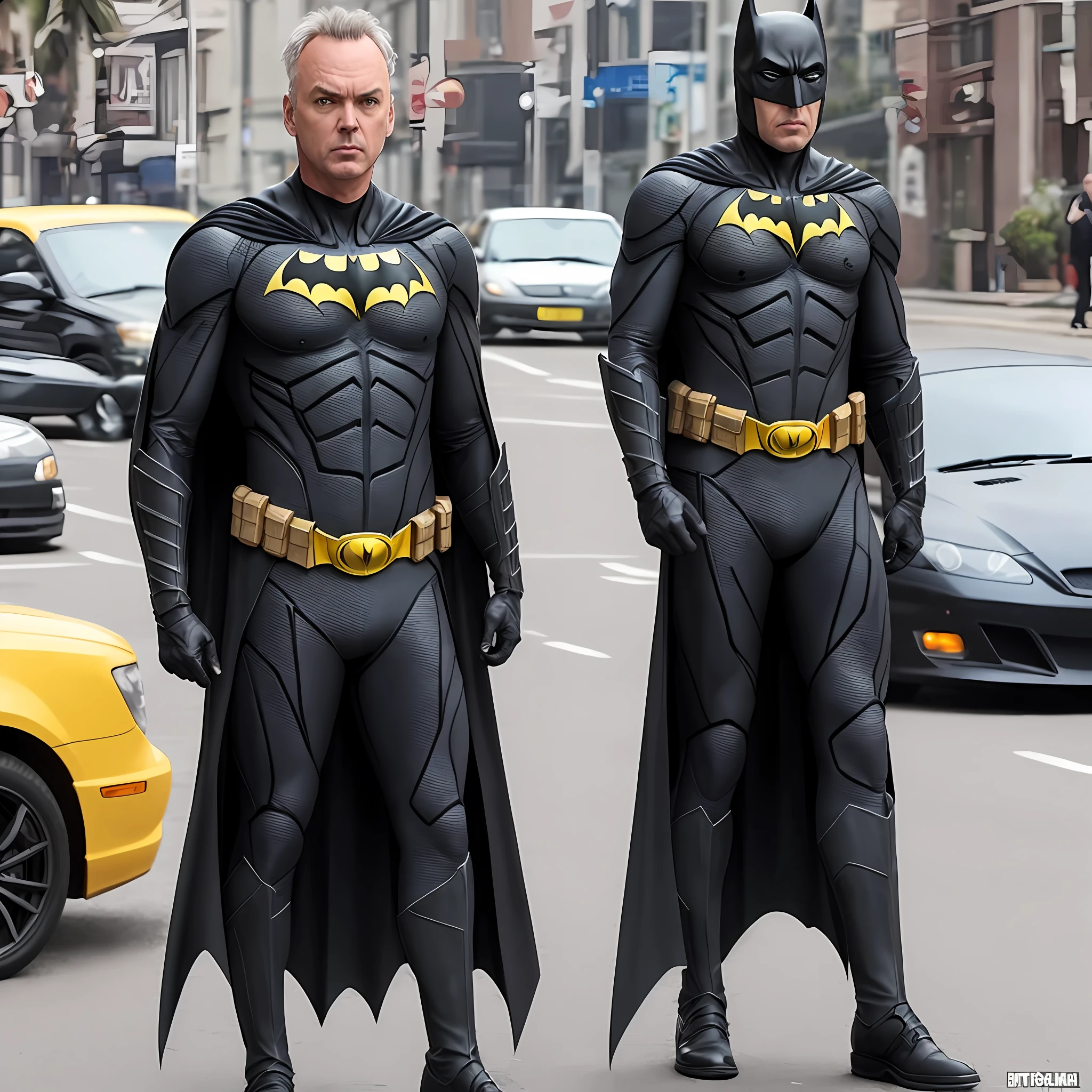 Michael Keaton usando o traje do Batman, ultra realista, FHD --auto