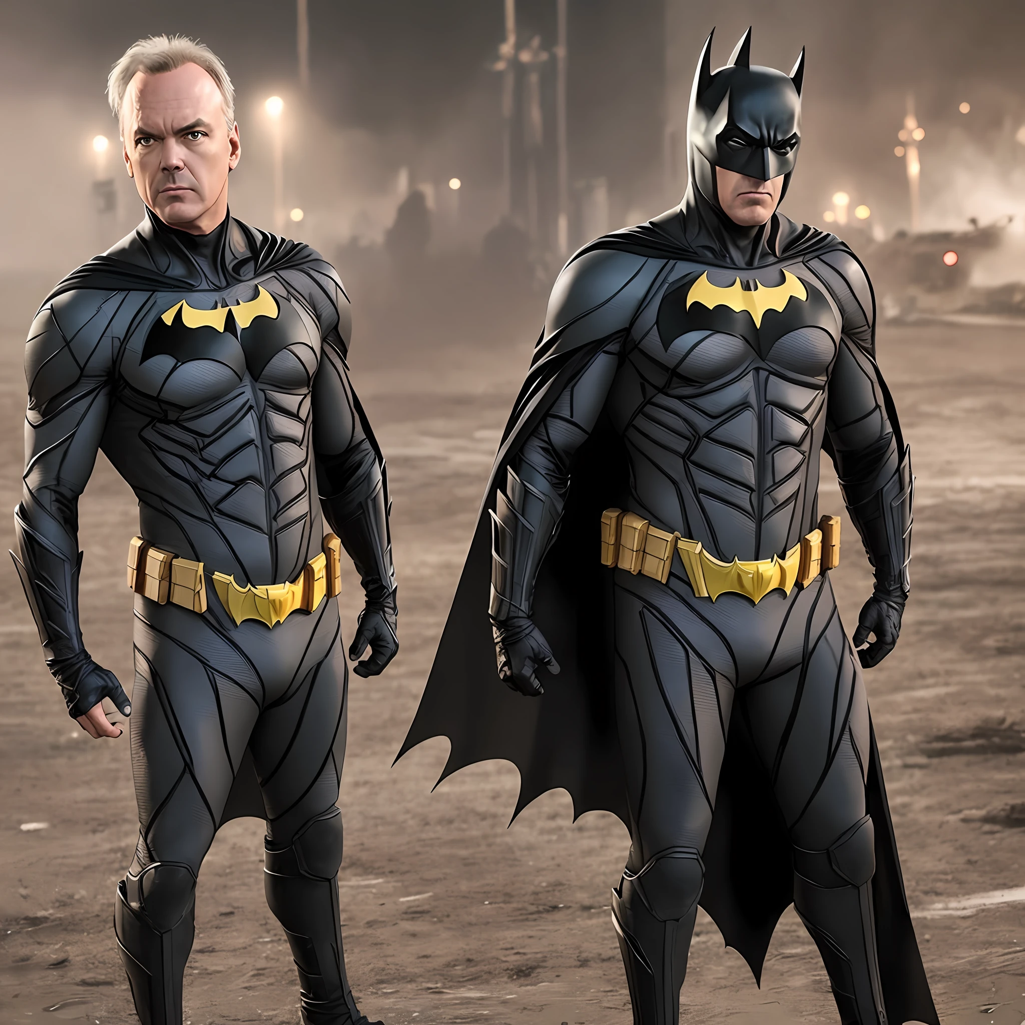 Michael Keaton usando o traje do Batman, ultra realista, FHD --auto