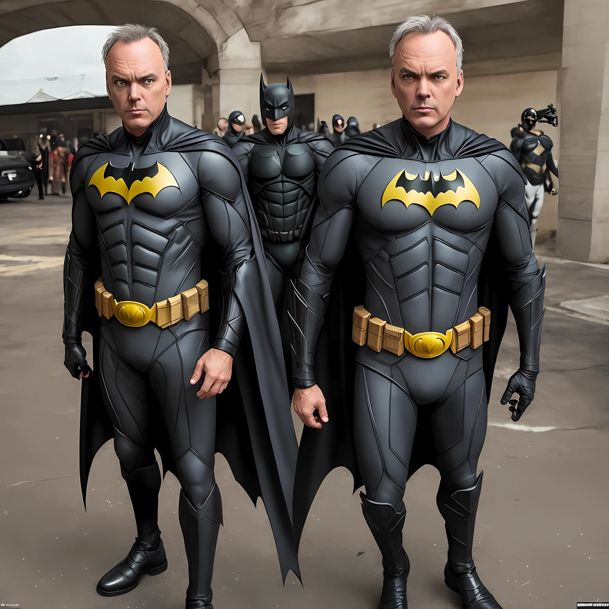 Michael Keaton usando o traje do Batman, ultra realista, FHD --auto