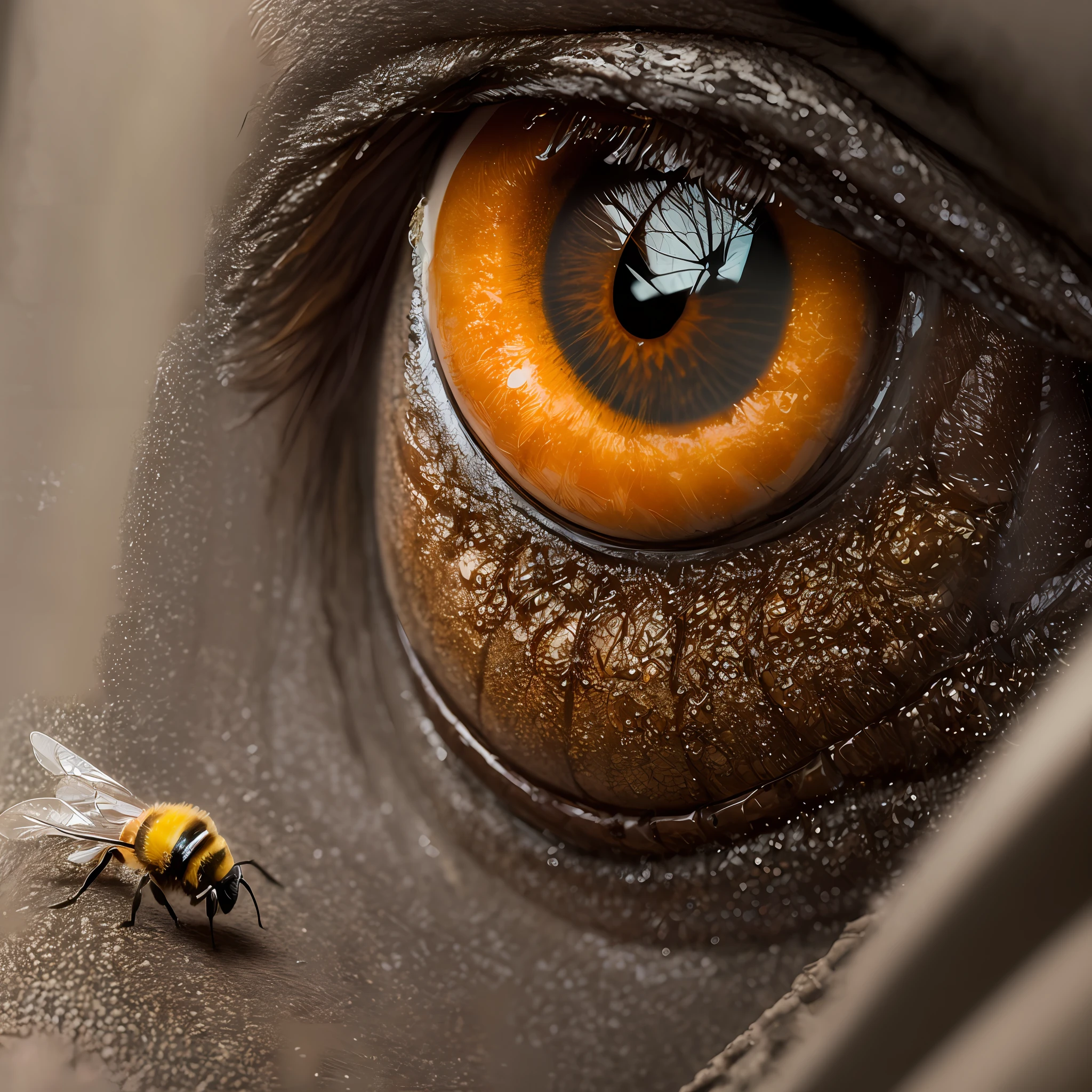 Bee eyes, hunny comb, concept art, electron microscope view, 4k