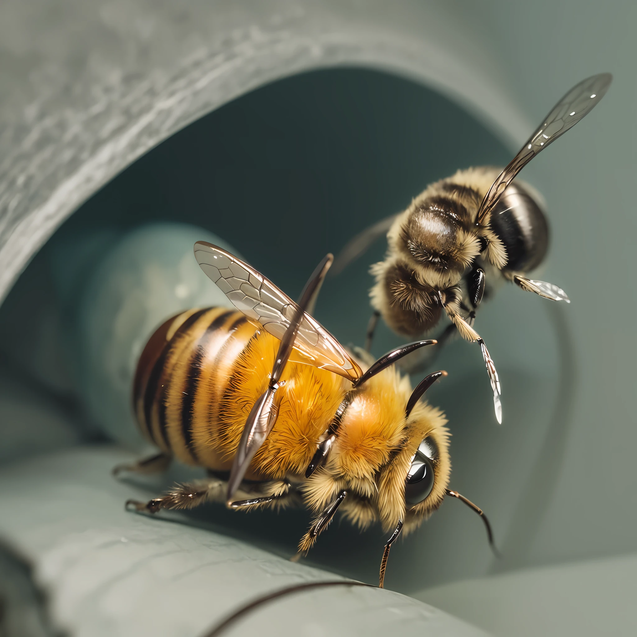 Bee eyes, hunny comb, concept art, electron microscope view, 4k