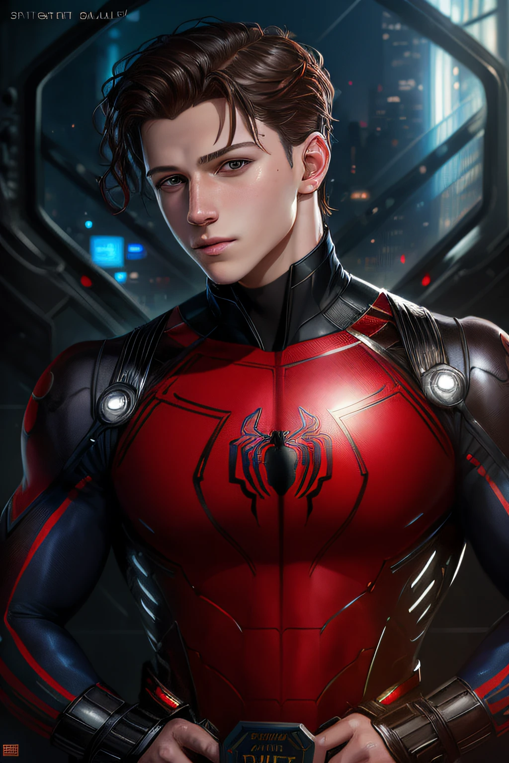 (Award Winning Digital Artwork:1.3) of (Sketch:1.3),(Energetic:1.3), TomHolland,CGSociety,ArtStation,(Saturated:1.3),(close portrait:1.3),(Masculinine:1.4),(beautiful:1.4),(attractive:1.3),handsome,calendar pose,perfectly detailed eyes,studio lighting, Spider web thematic background