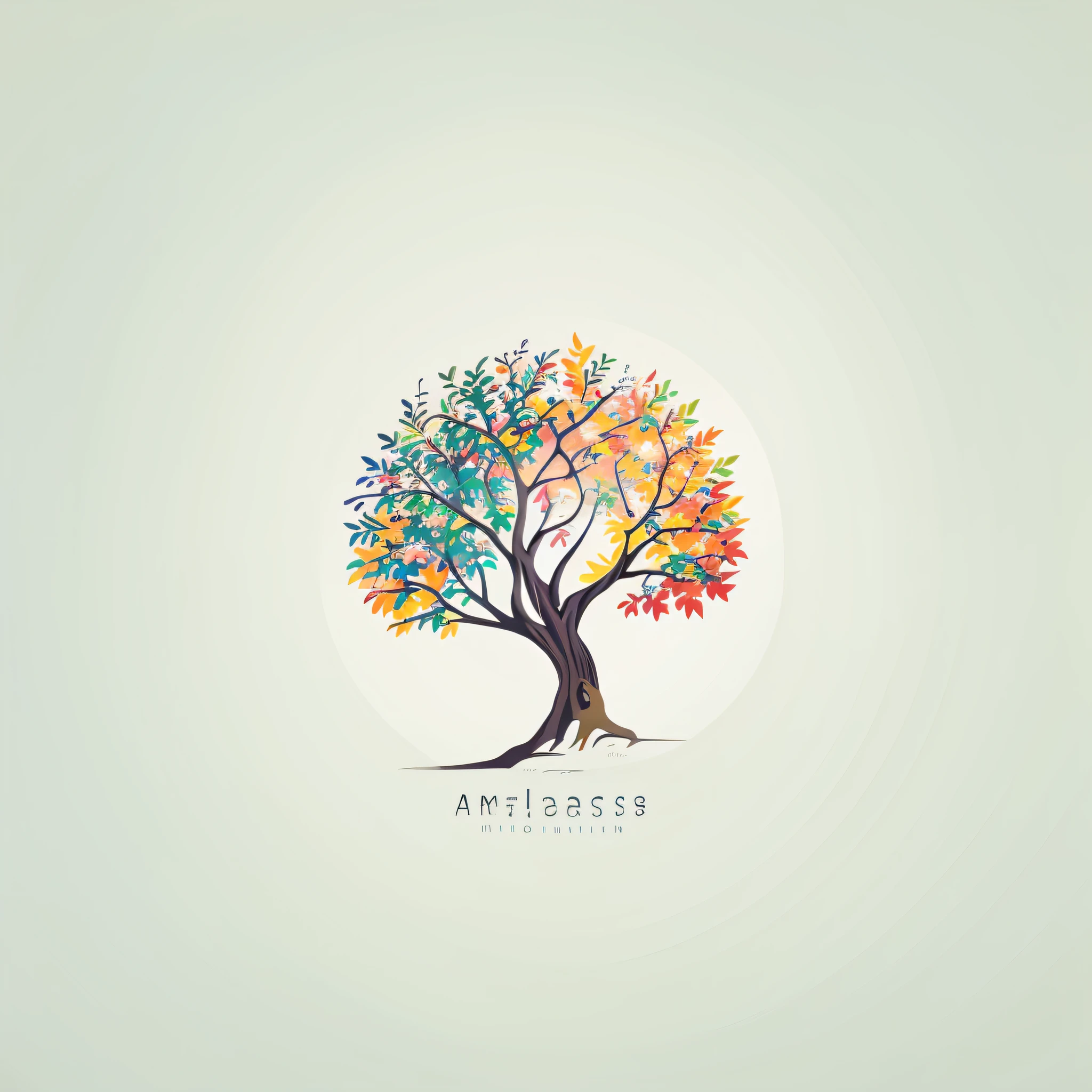 modern tree logo design, colorful gradient, simplistic, white background