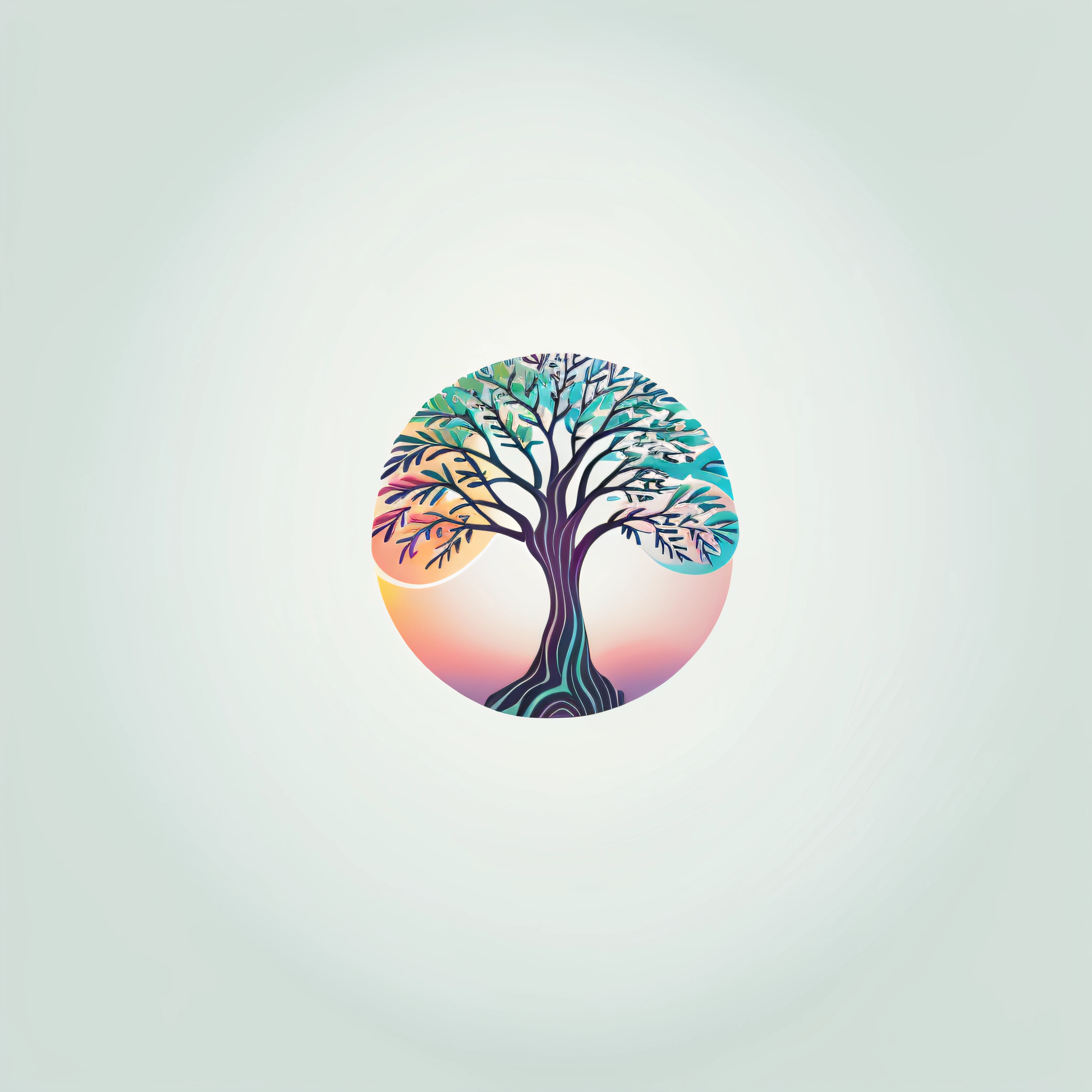 modern tree logo design, colorful gradient, simplistic, white background