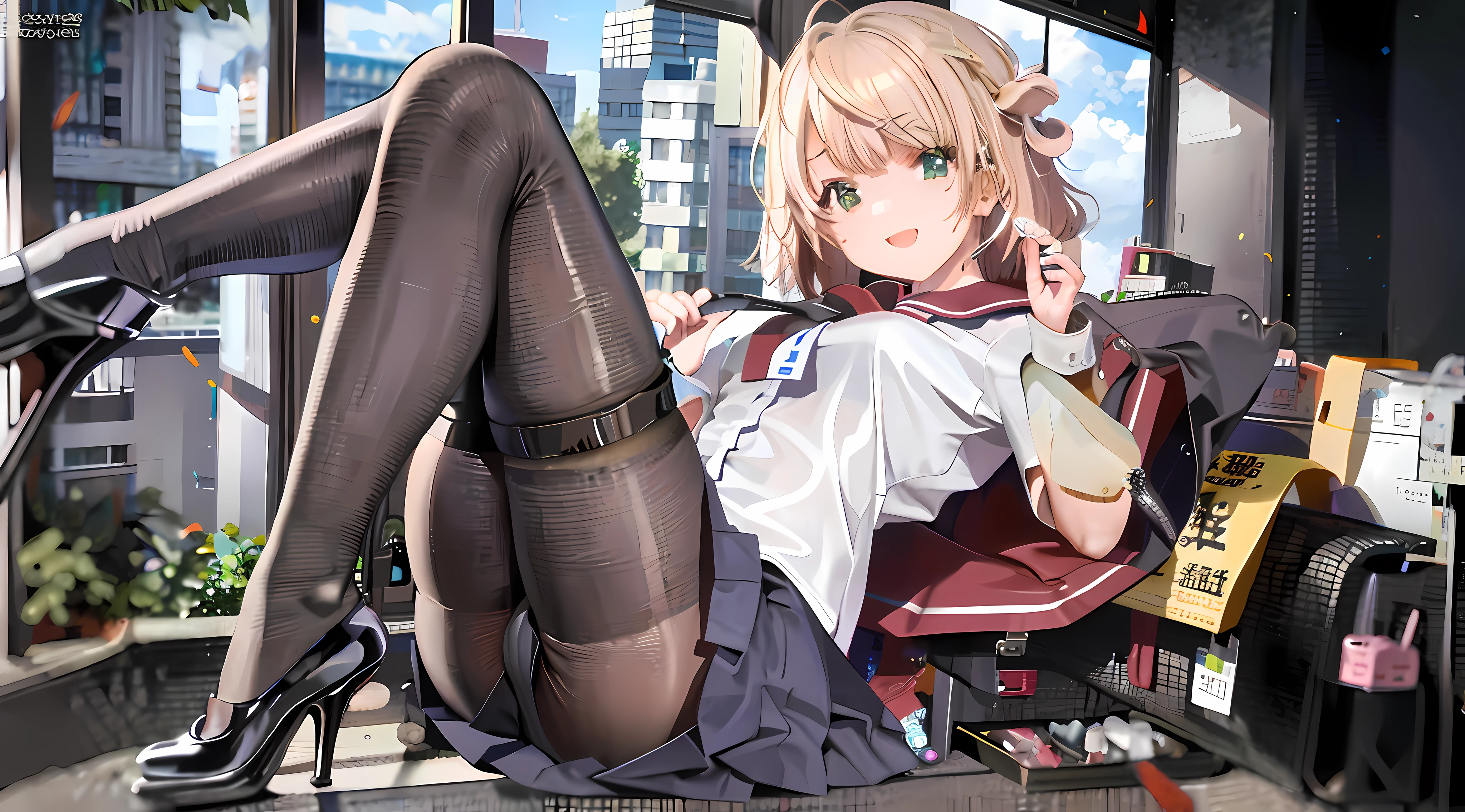 JK school uniform,leather shoes,nakeness,Masturbation,Expose the genitals,black pantyhoses,white short sleeve,Show your arms