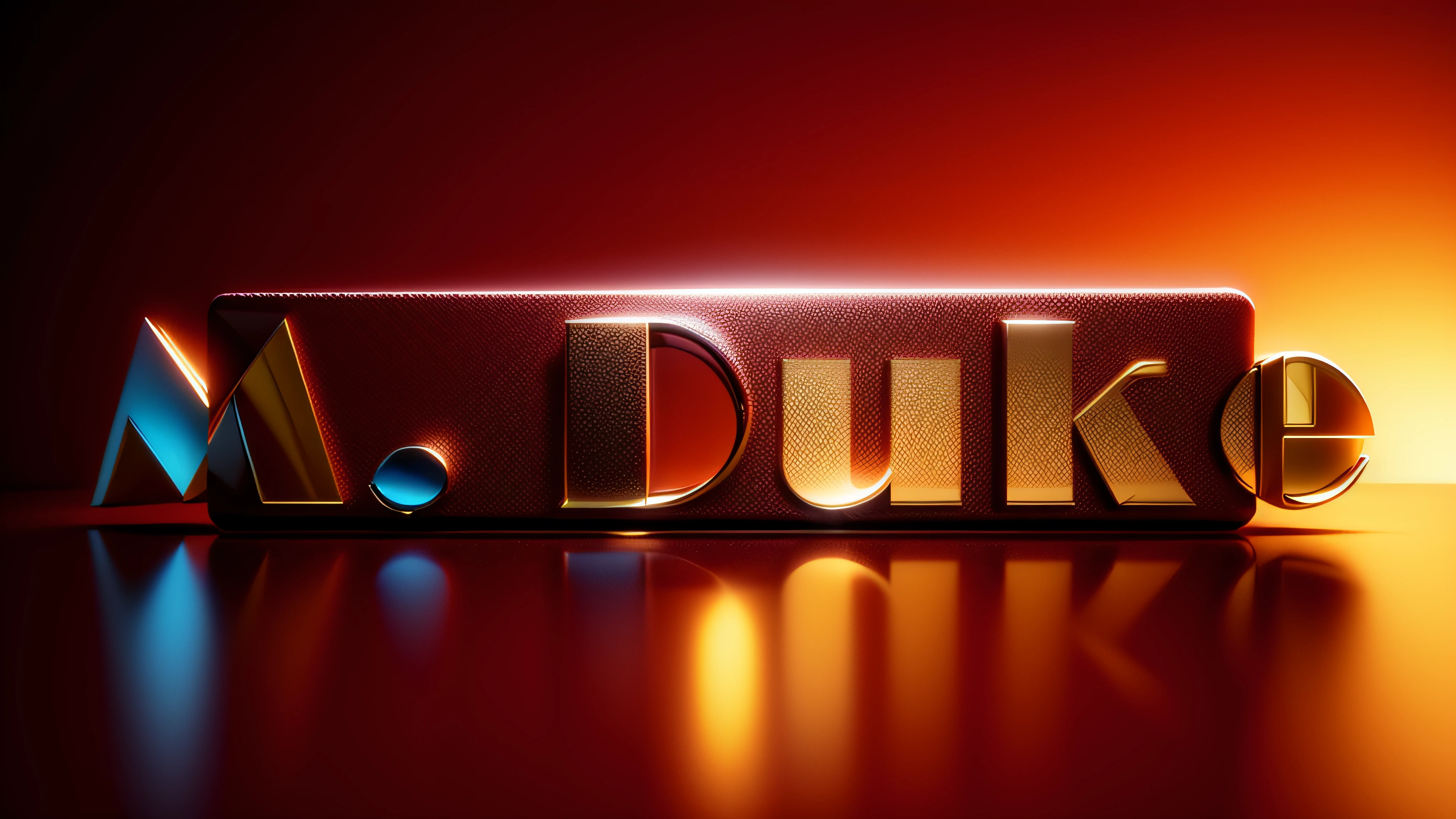 Luxury logo with the title M. duque, 3D-rendering, 8k, NVIDIA, ray-traced, Bokeh, Fulgurar, luz e sombras realistas,
