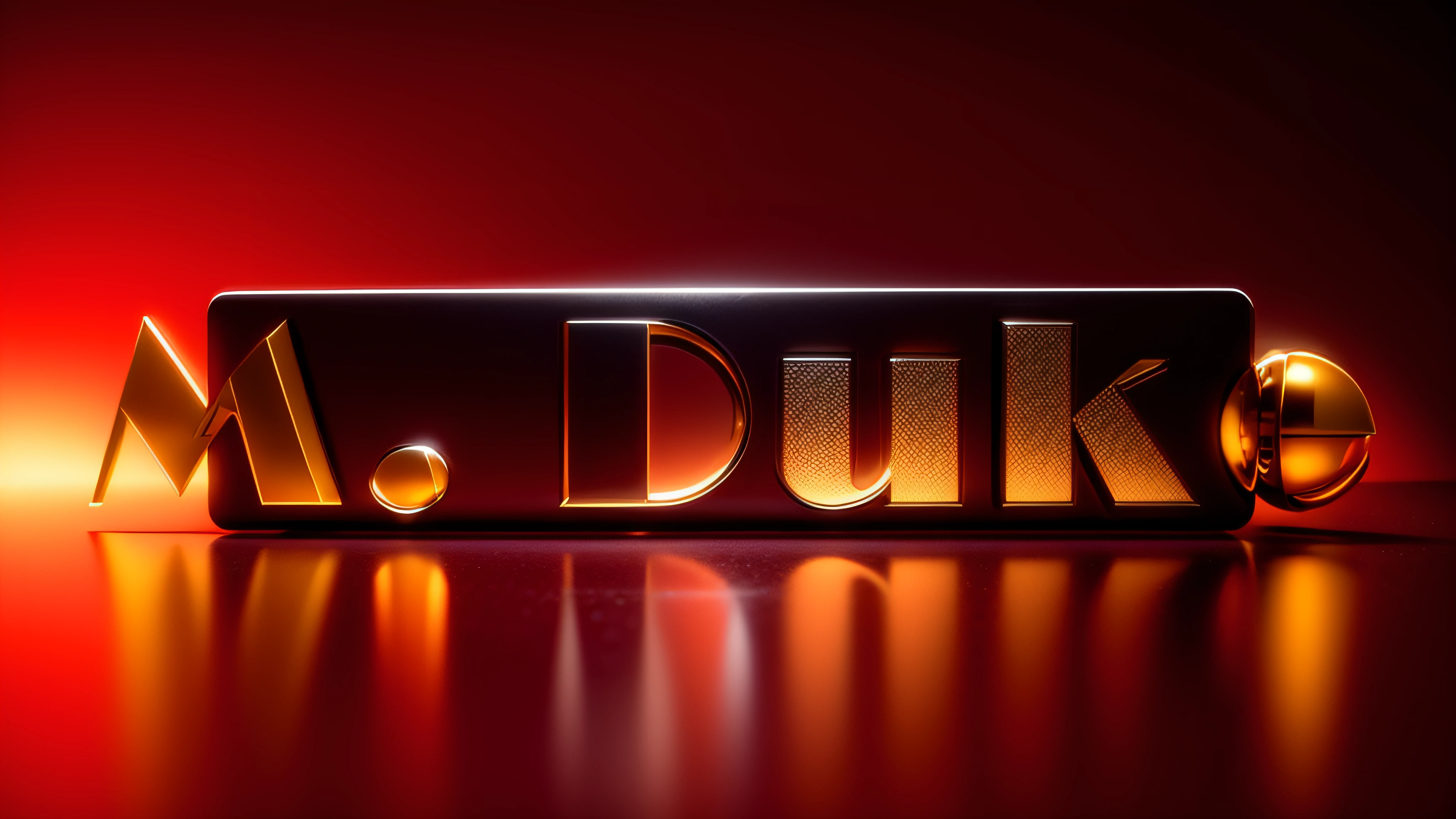 Luxury logo with the title M. duque, 3D-rendering, 8k, NVIDIA, ray-traced, Bokeh, Fulgurar, luz e sombras realistas,