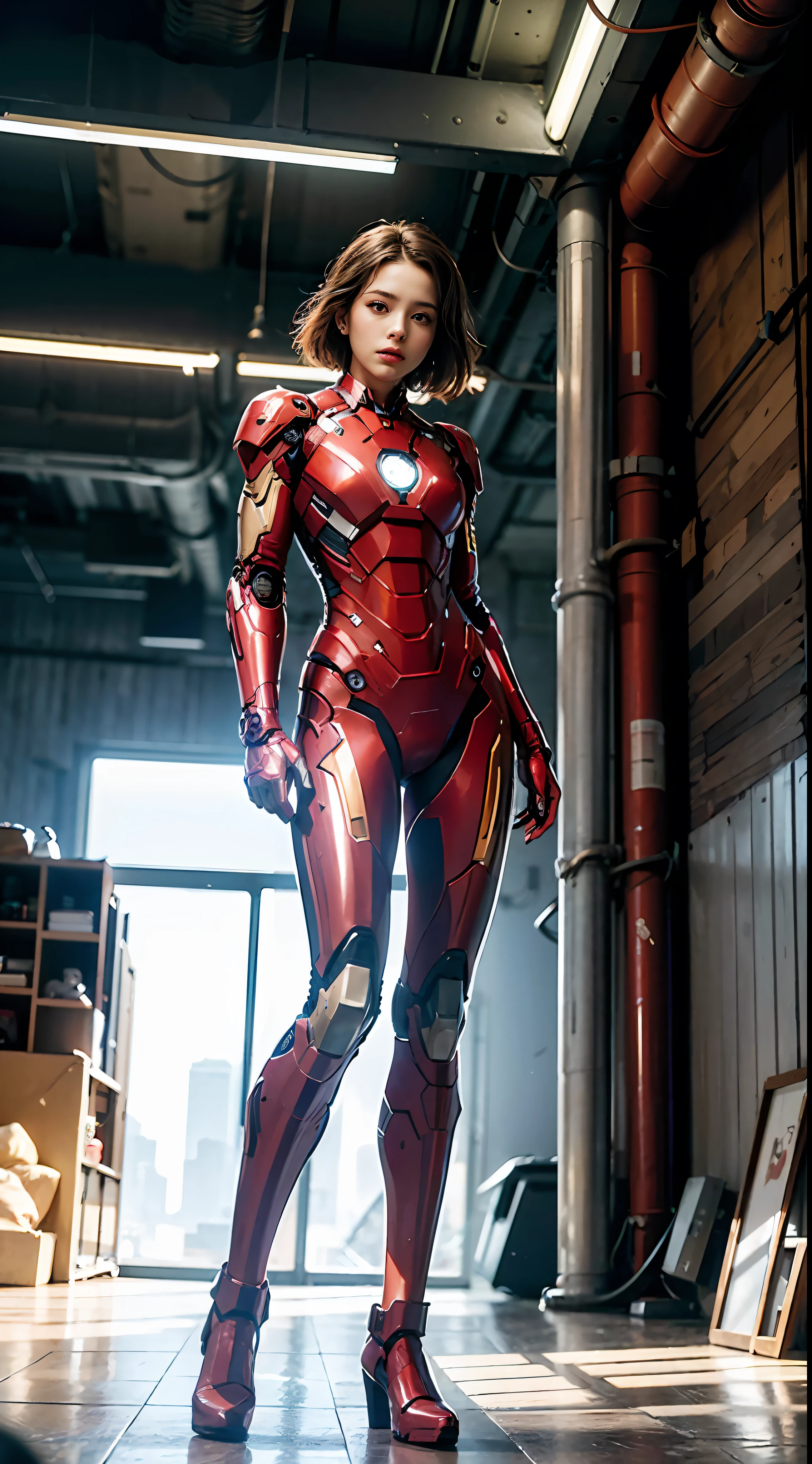 (1girl:1.3), solo,__body-parts__, official art, unity 8k wallpaper, ultra detailed, beautiful and aesthetic, beautiful, masterpiece, best quality, RAW, masterpiece, super fine photo,, best quality, super high Resolution, photorealistic, sunlight, full body portrait, stunningly beautiful,, dynamic pose, delicate face, vibrant eyes, (side view), she is wearing a futuristic Iron Man mech, red and gold, Highly detailed abandoned warehouse background, detailed face, detailed complex busy background, messy, gorgeous, milky, high detailed skin, realistic skin details, visible pores, sharp focus, volumetric fog, 8k uhd, dslr camera, High quality, film grain, fair skin, photorealism, lomography, sprawling metropolis in a futuristic dystopia, view from below, translucent