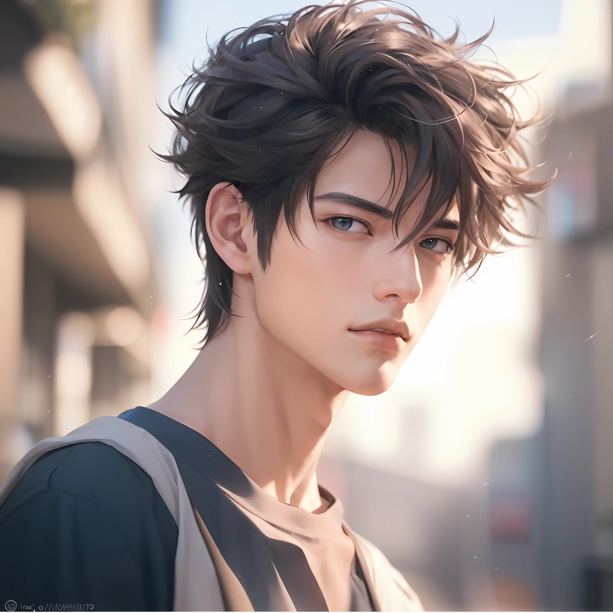 Close-up of a person with hairstyle and shirt, realistic anime artstyle, anime realism style, Male anime style, Stunning anime face portrait, Realistic anime art style, Realistic anime 3 D style, Anime handsome man, Anime boy, Handsome anime pose, High Quality Anime Art Style, Anime portrait of a handsome man, Anime style portrait, a beautiful anime portrait