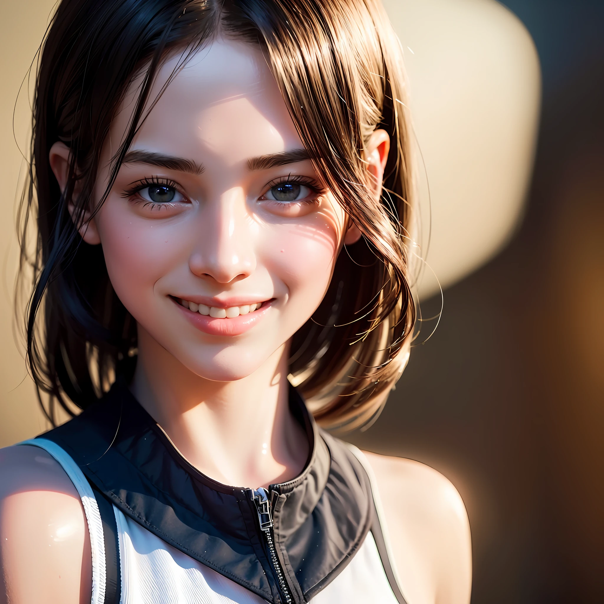one teenage cute girl in uniform, (masterpiece, best quality:1.2), ultra high res, (photorealistic:1.4), detailed skin, cinematic lighting, friendly, intelligent, conversation engaging, happy, kind, energetic, cheerful, creative, with sparkling eyes and a contagious smile